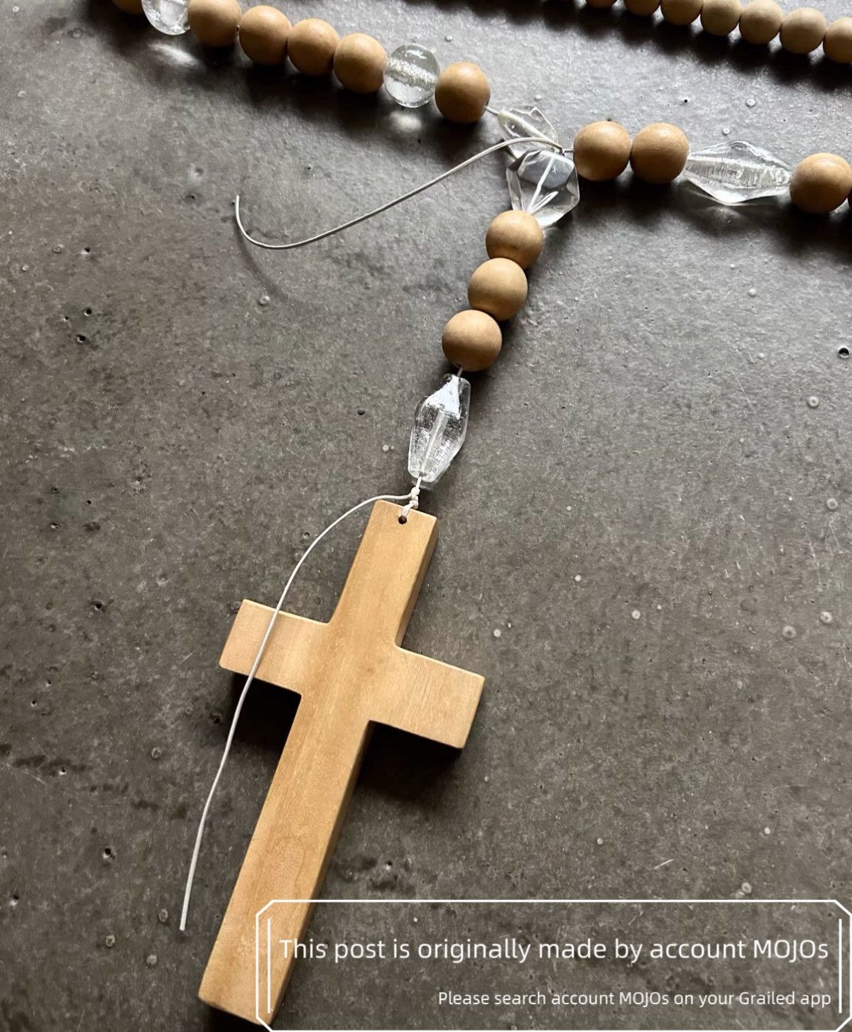 Number (N)ine Number Nine 08ss Wood & Crystal OS Cross Necklace mojos1032 Size ONE SIZE - 5 Thumbnail
