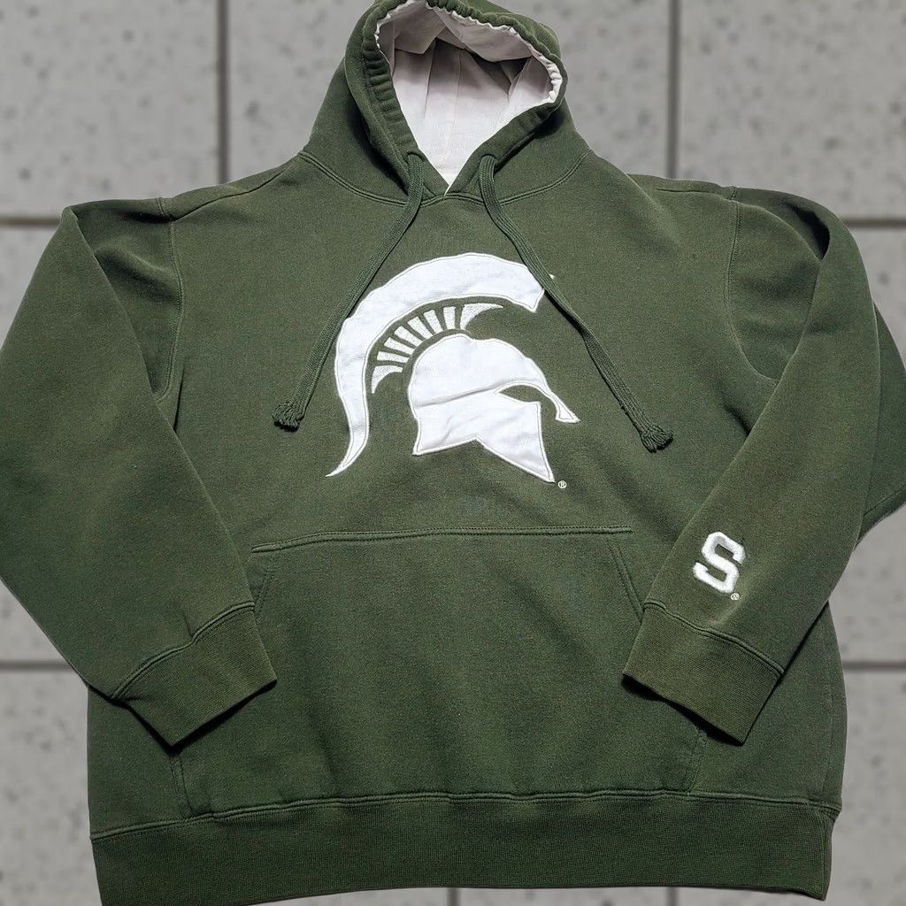 Vintage VINTAGE E5 Michigan State Spartans Hoodie Adult Small Green MSU Faded 90s College University Logo Pullover Long Sleeve Cotton Mens Size US S / EU 44-46 / 1 - 1 Thumbnail