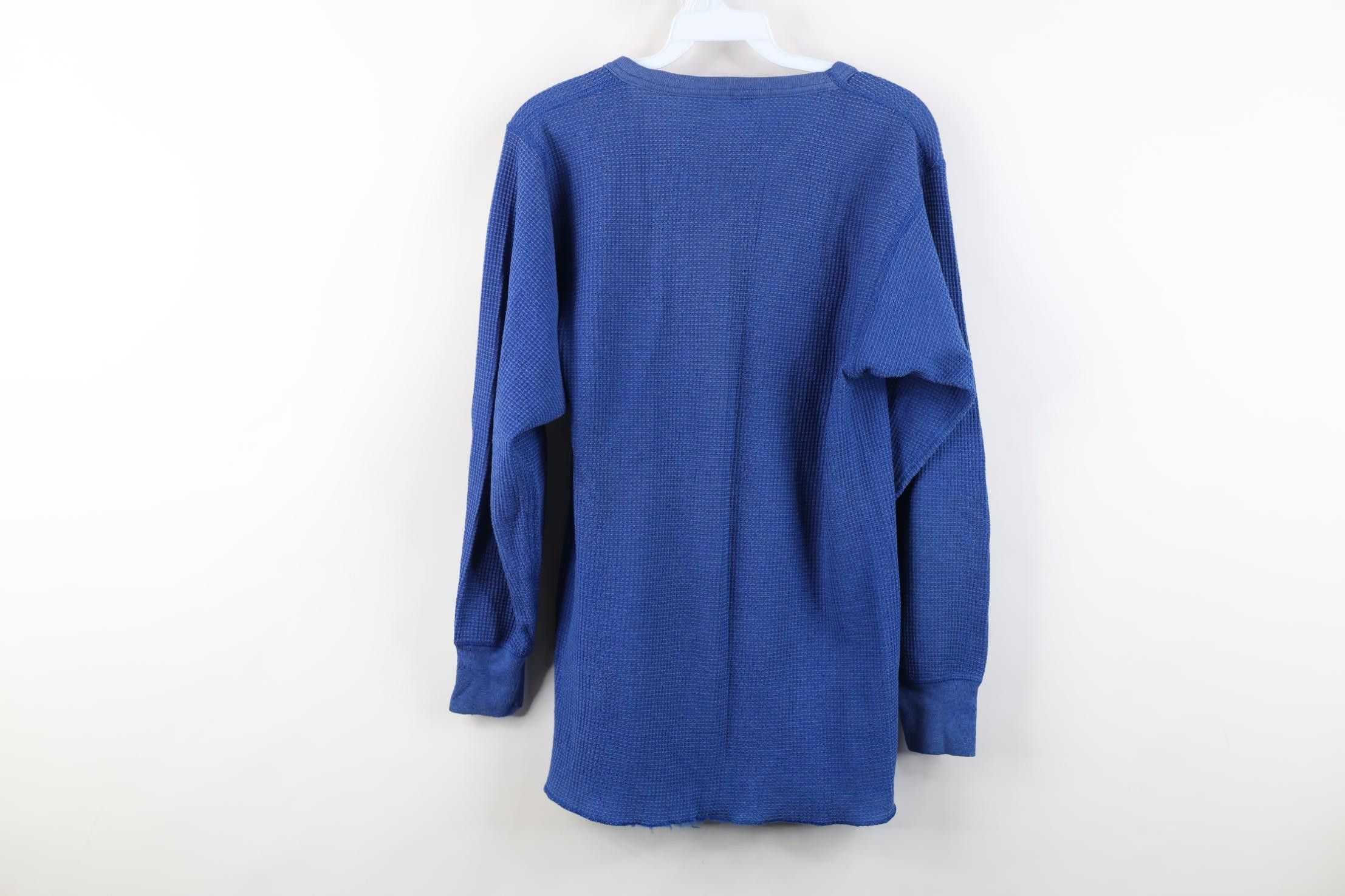 Vintage Vintage 70s Streetwear Knit Long Sleeve T-Shirt Blue USA Size US XL / EU 56 / 4 - 11 Thumbnail