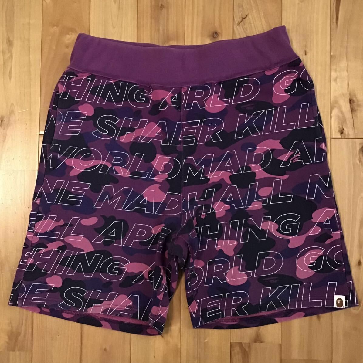 Bape BAPE Text color camo sweat shorts purple camo size L Grailed