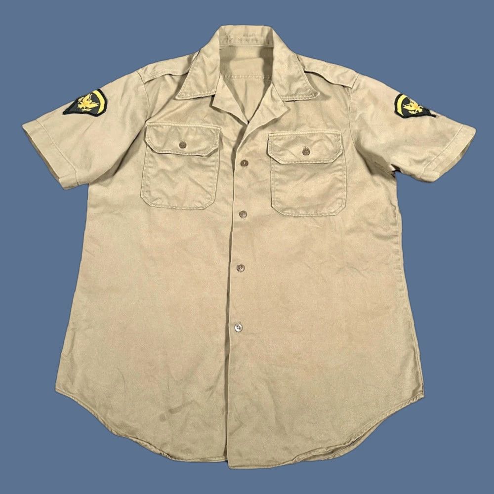 Vintage VINTAGE US ARMY Shirt Mens Khaki Stencil Utility Field Specialist Patch 70s Mili Size US M / EU 48-50 / 2 - 1 Thumbnail