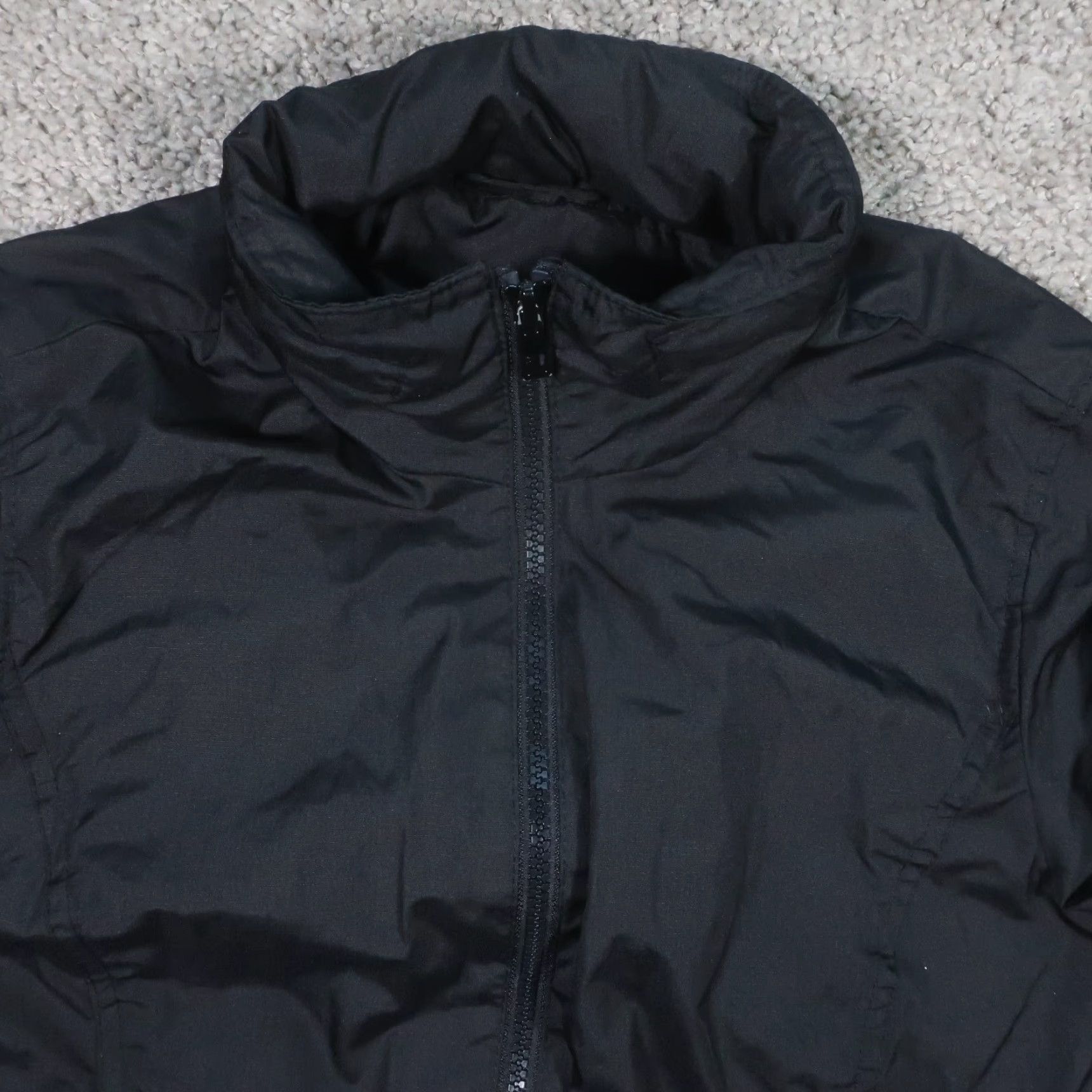 Vintage St Johns Bay Windbreaker Jacket Women S Packable Water Resistant Hood Coat Bag Black Solid Long Sleeve Mid-Length Size S / US 4 / IT 40 - 7 Thumbnail
