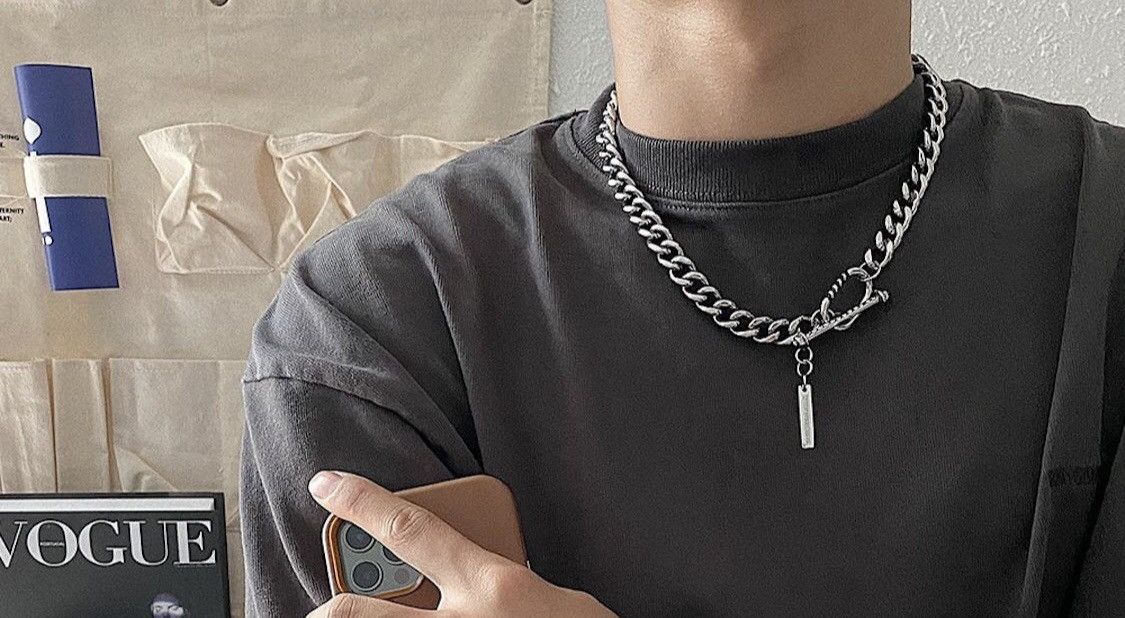 Jewelry Titanium Steel Buckle Clavicle Chain Necklace Size ONE SIZE - 2 Thumbnail