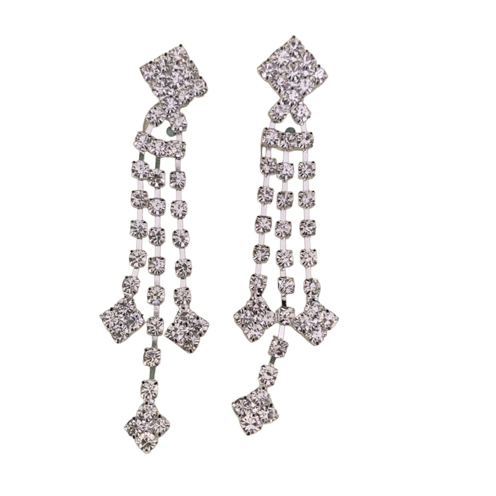 Other Diamond Bling Dangle Earring Wedding Prom Size ONE SIZE - 2 Thumbnail