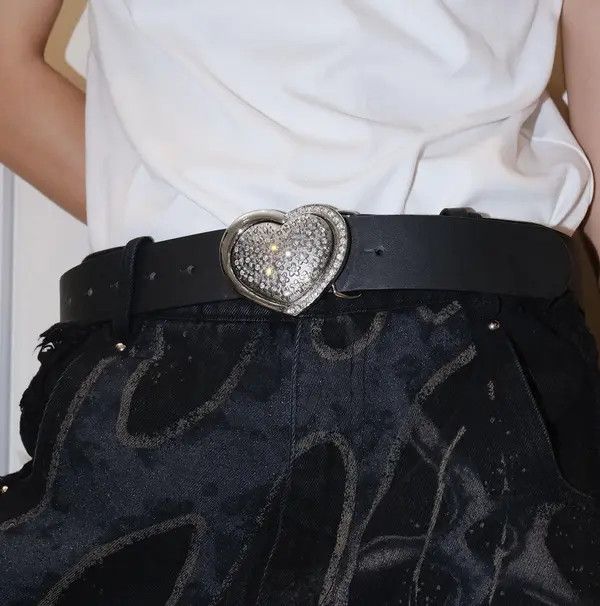 Japanese Brand x Eno Outdoor retro punk rock rhinestone heart buckle belt Size ONE SIZE - 4 Thumbnail