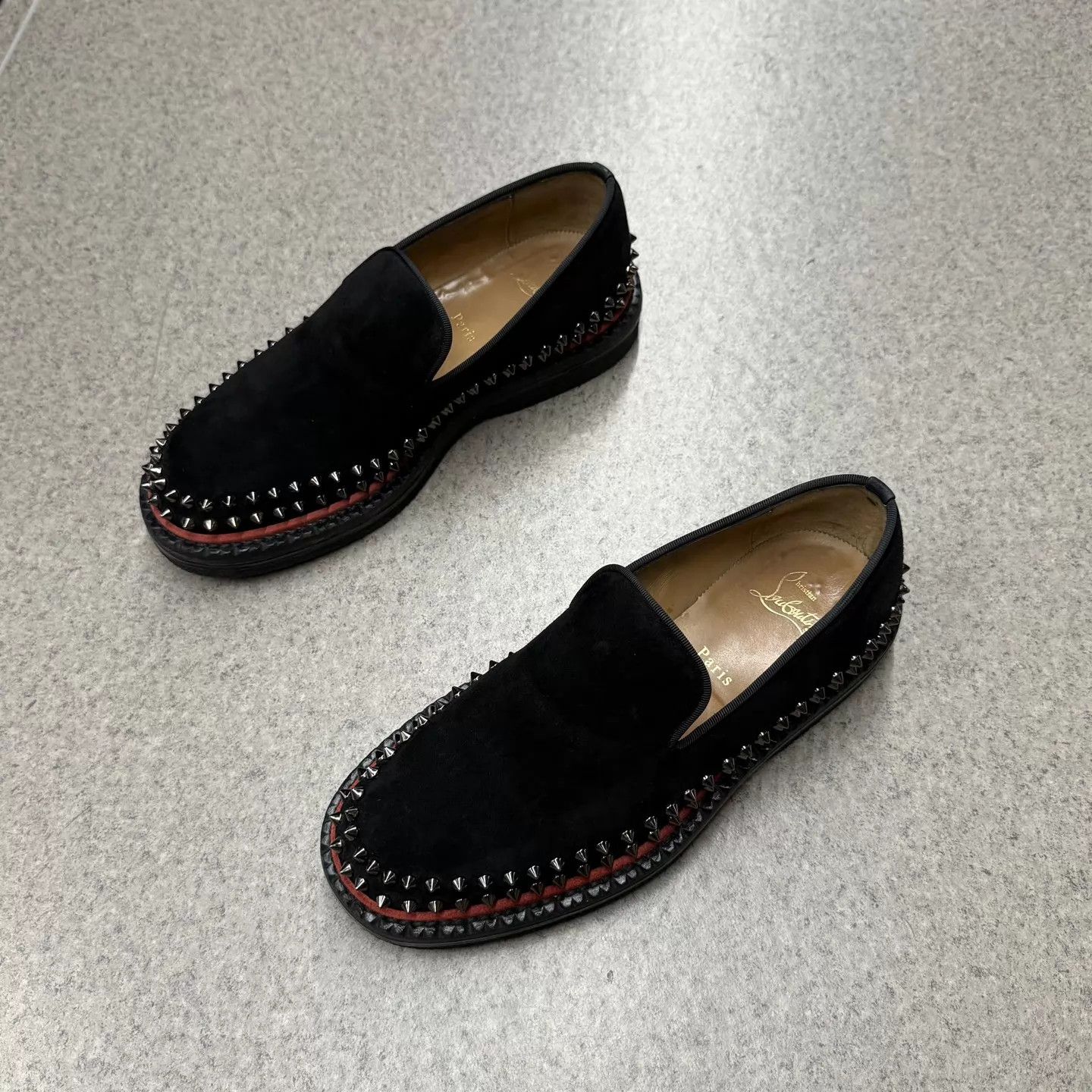 Christian Louboutin Christian Louboutin Black Suede Studs Red Sole 40 Mint Size US 7 / EU 40 - 5 Thumbnail