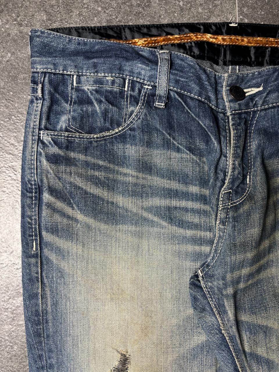 Japanese Brand 2000s Murder License Japan Distressed Flared Jeans Size US 34 / EU 50 - 5 Thumbnail