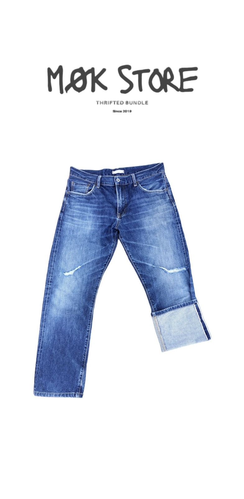 Uniqlo Denim Uniqlo distressed selvedges Size US 34 / EU 50 - 1 Thumbnail