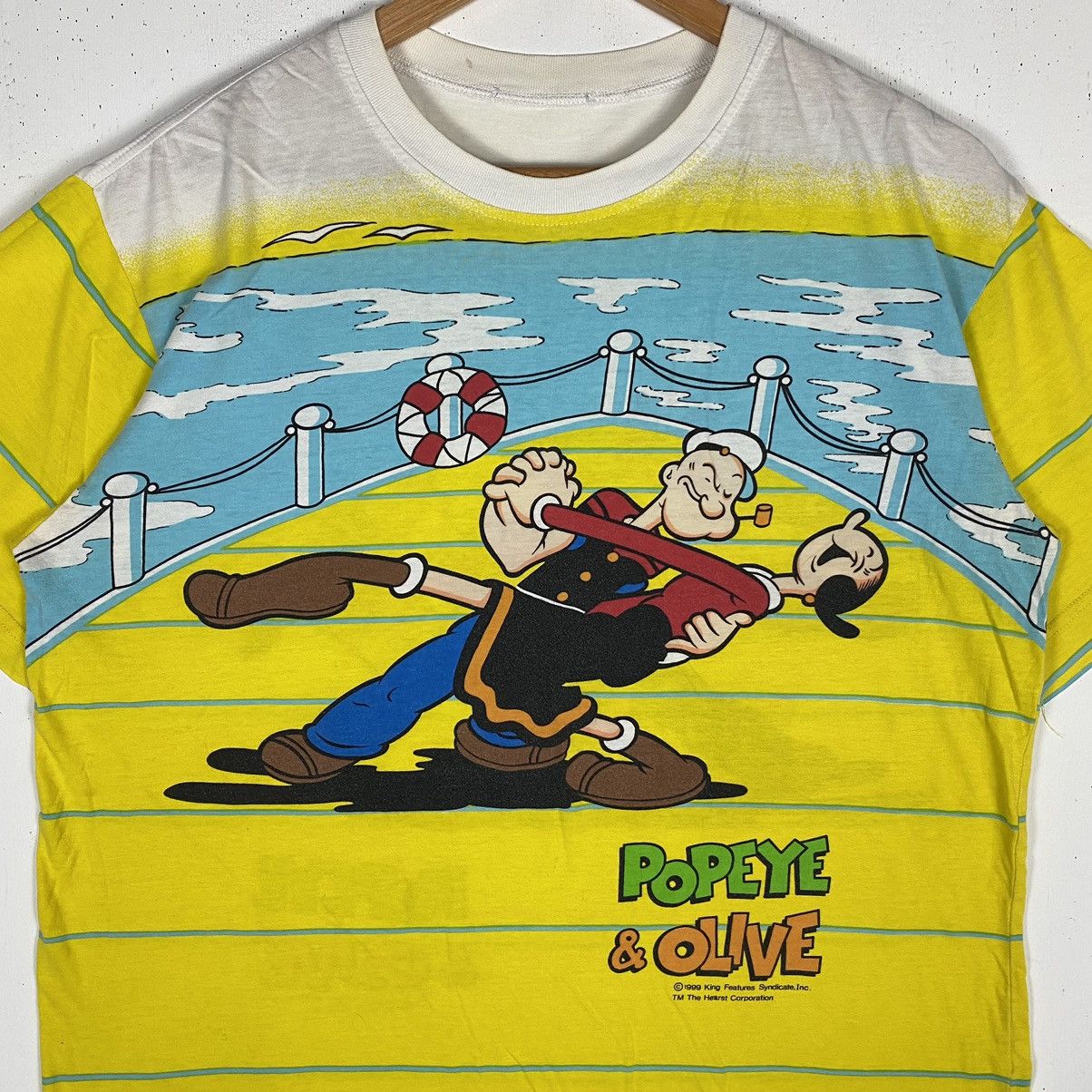 Vintage VINTAGE 1999 POPEYE & OLIVE CARTOON FULL PRINT TEE Size US L / EU 52-54 / 3 - 3 Thumbnail
