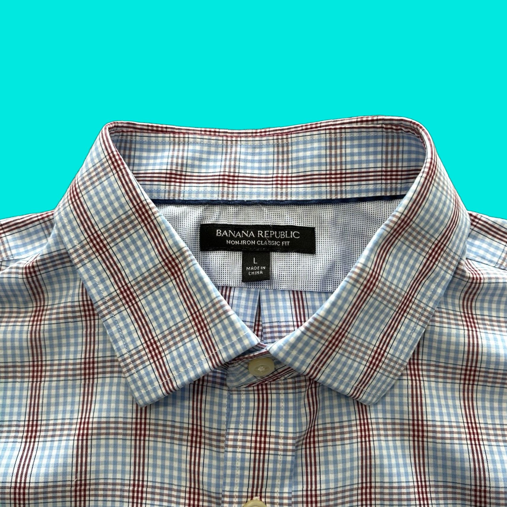 Banana Republic Banana Republic Button-Up Shirt Mens L Blue Plaid Non-Iron Classic Shirt Size US L / EU 52-54 / 3 - 1 Thumbnail