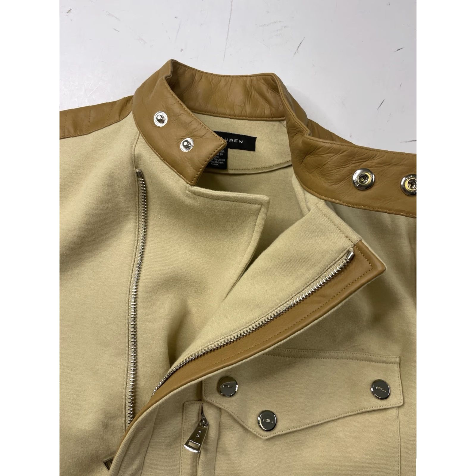 Ralph Lauren VINTAGE Ralph Lauren Black Label Jacket Women 6 Beige Leather Cafe Racer Motorcycle Coat Size M / US 6-8 / IT 42-44 - 4 Thumbnail