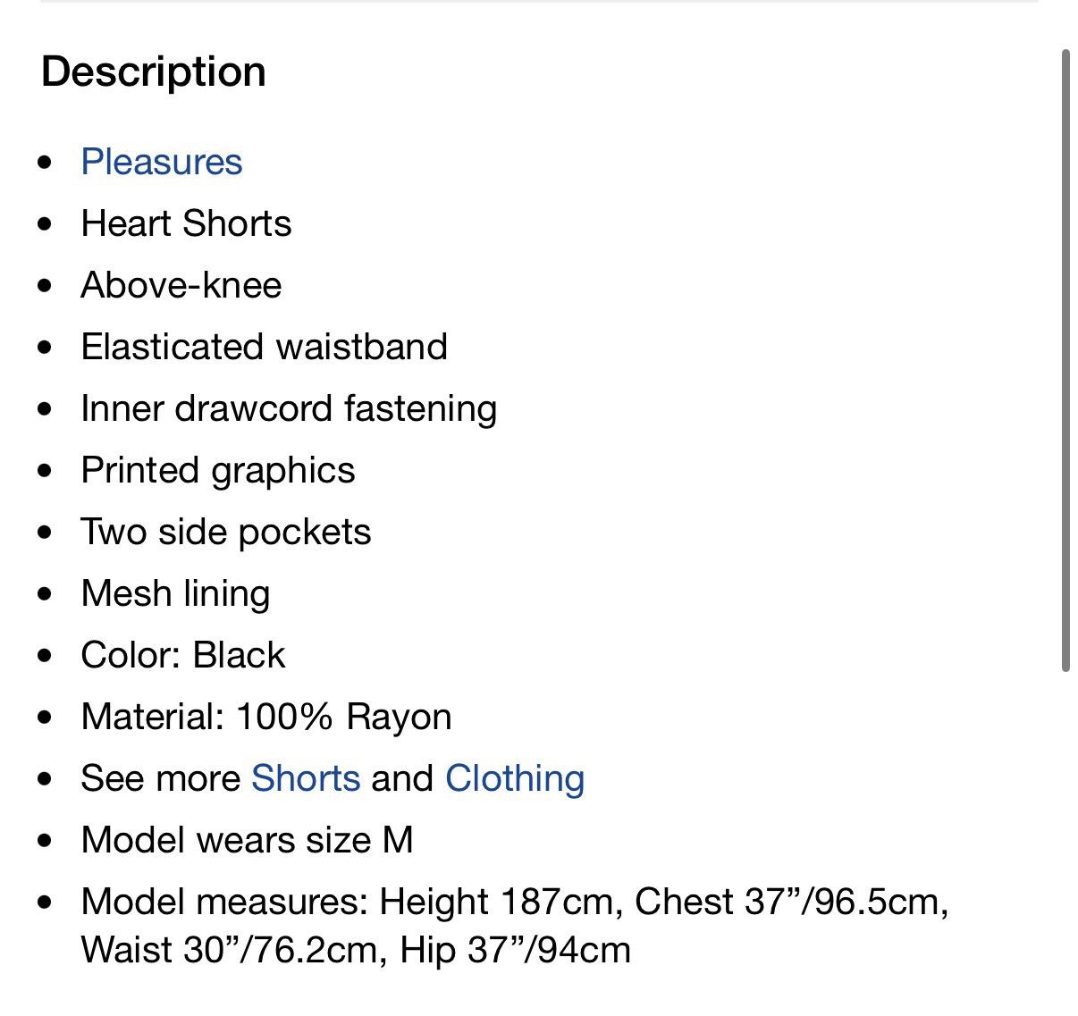 Pleasures Pleasures Heart Short Size US 33 - 9 Thumbnail