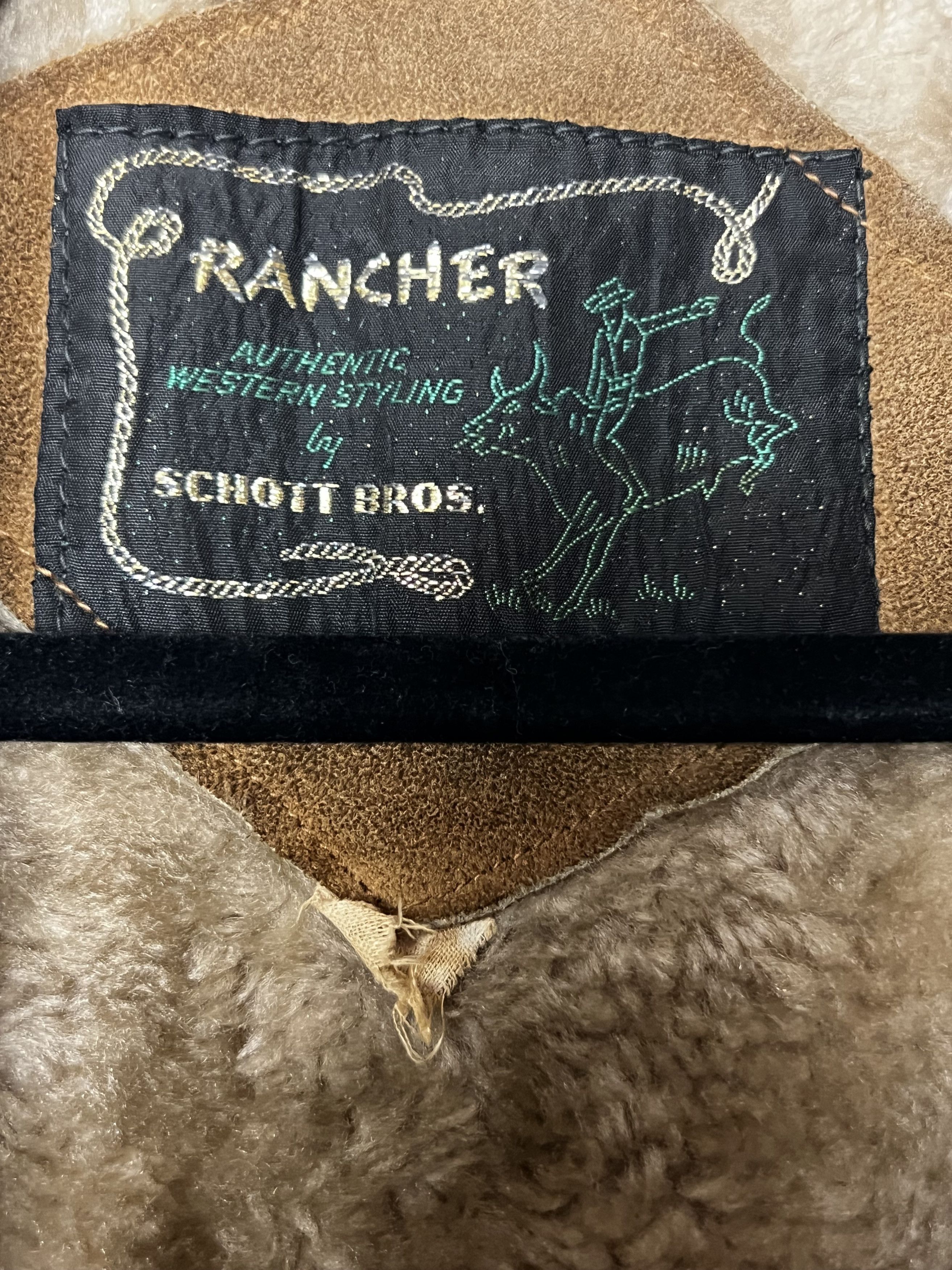 Vintage Vntg 60's Rancher Schott Bros. Brown Suede Sherpa Leather Size US S / EU 44-46 / 1 - 17 Thumbnail
