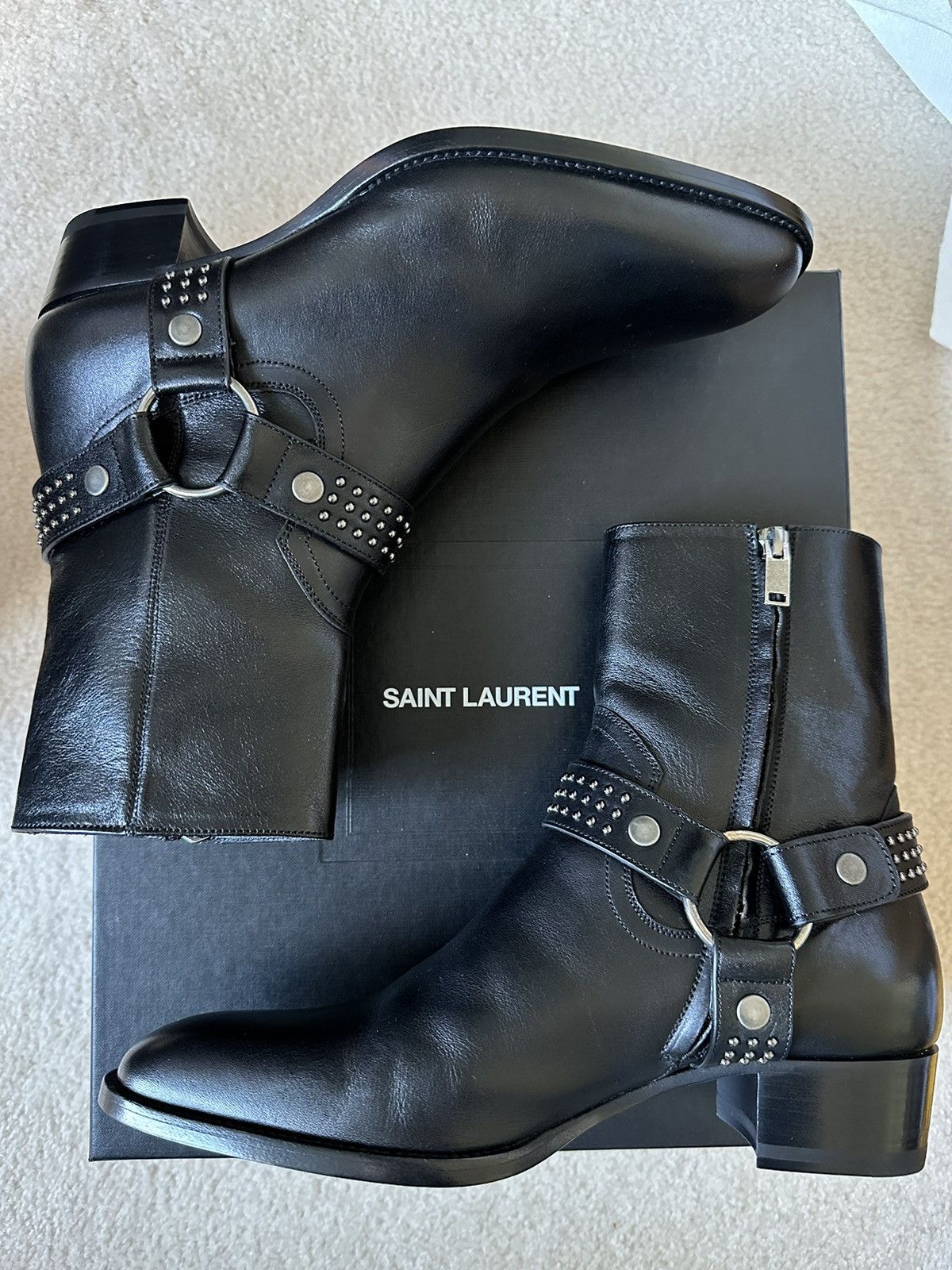 Saint Laurent Paris SLP Wyatt Studded Harness Boot | Grailed