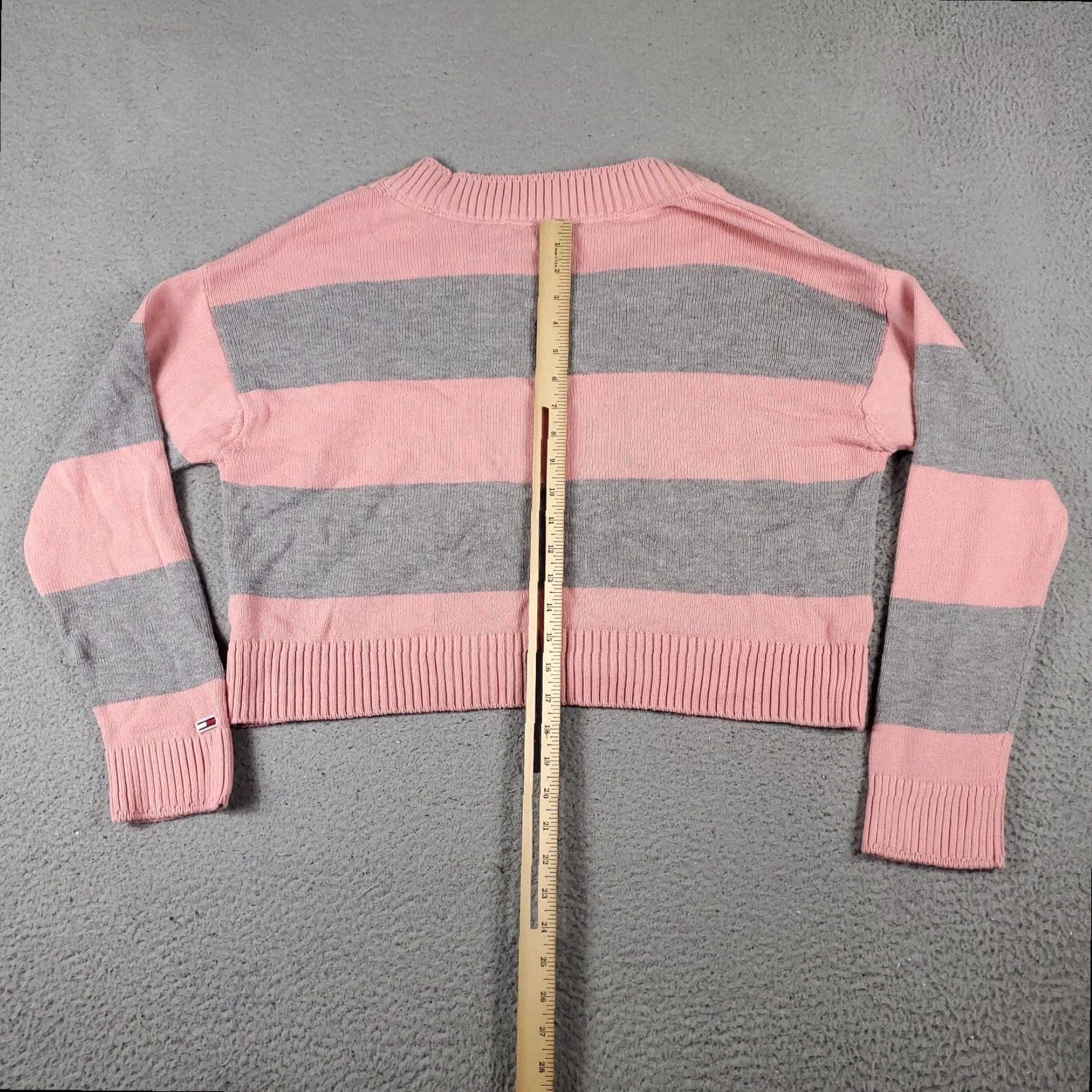 Tommy Hilfiger Tommy Hilfiger Women's Pink Striped V-Neck Pullover Sweater Large Size L / US 10 / IT 46 - 5 Thumbnail