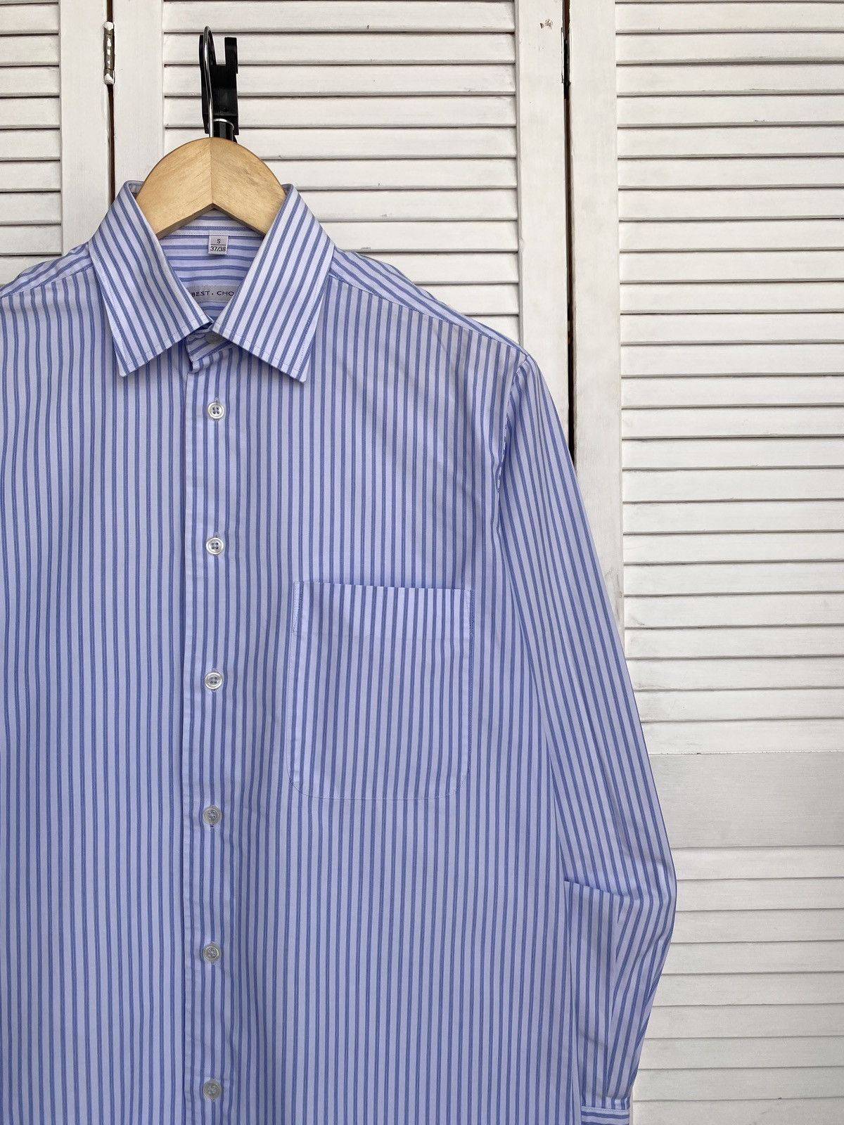 Vintage Vintage Basic Striped Button Up Shirt Hard Cotton Preppy Size US S / EU 44-46 / 1 - 4 Thumbnail