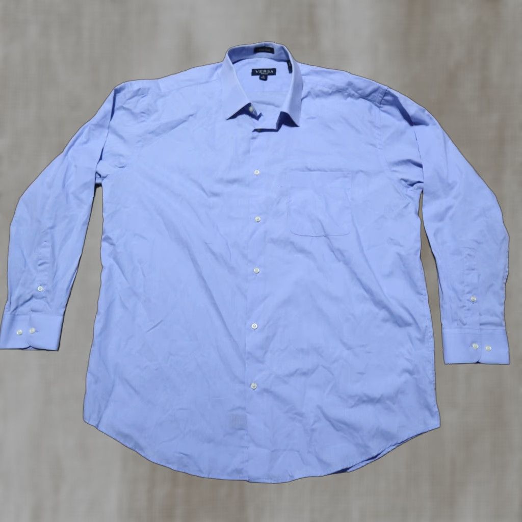 Versace Versa Dress Shirt Blue Long Sleeve Button Up Easy Care Men's XL 17 34/35 Shirt Dress Shirt Blue XL Mens Easy Care 17 34/35 Size 34R - 1 Thumbnail
