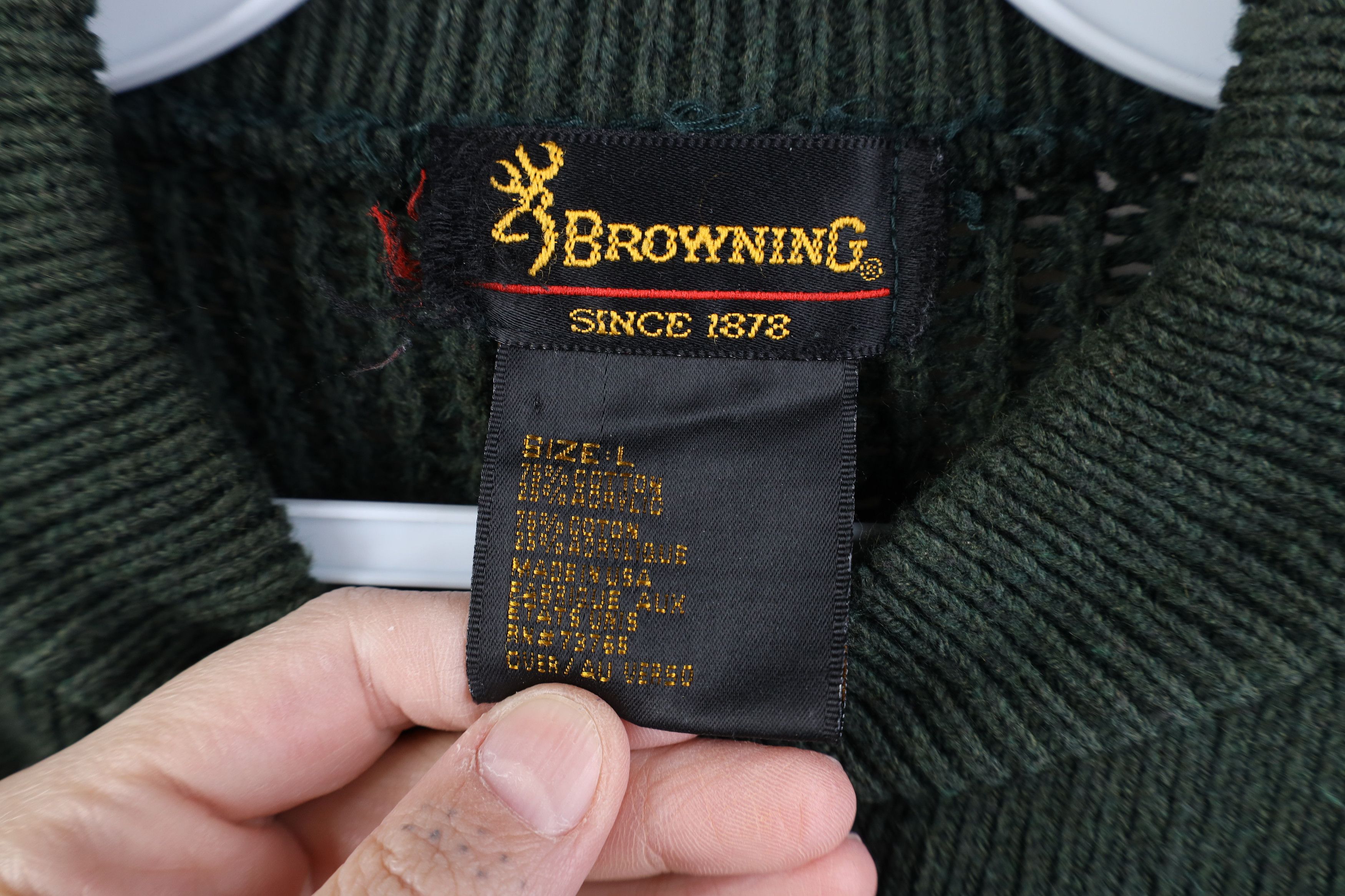 Vintage Vintage 90s Streetwear Ribbed Knit Henley Sweater Green USA Size US L / EU 52-54 / 3 - 11 Thumbnail