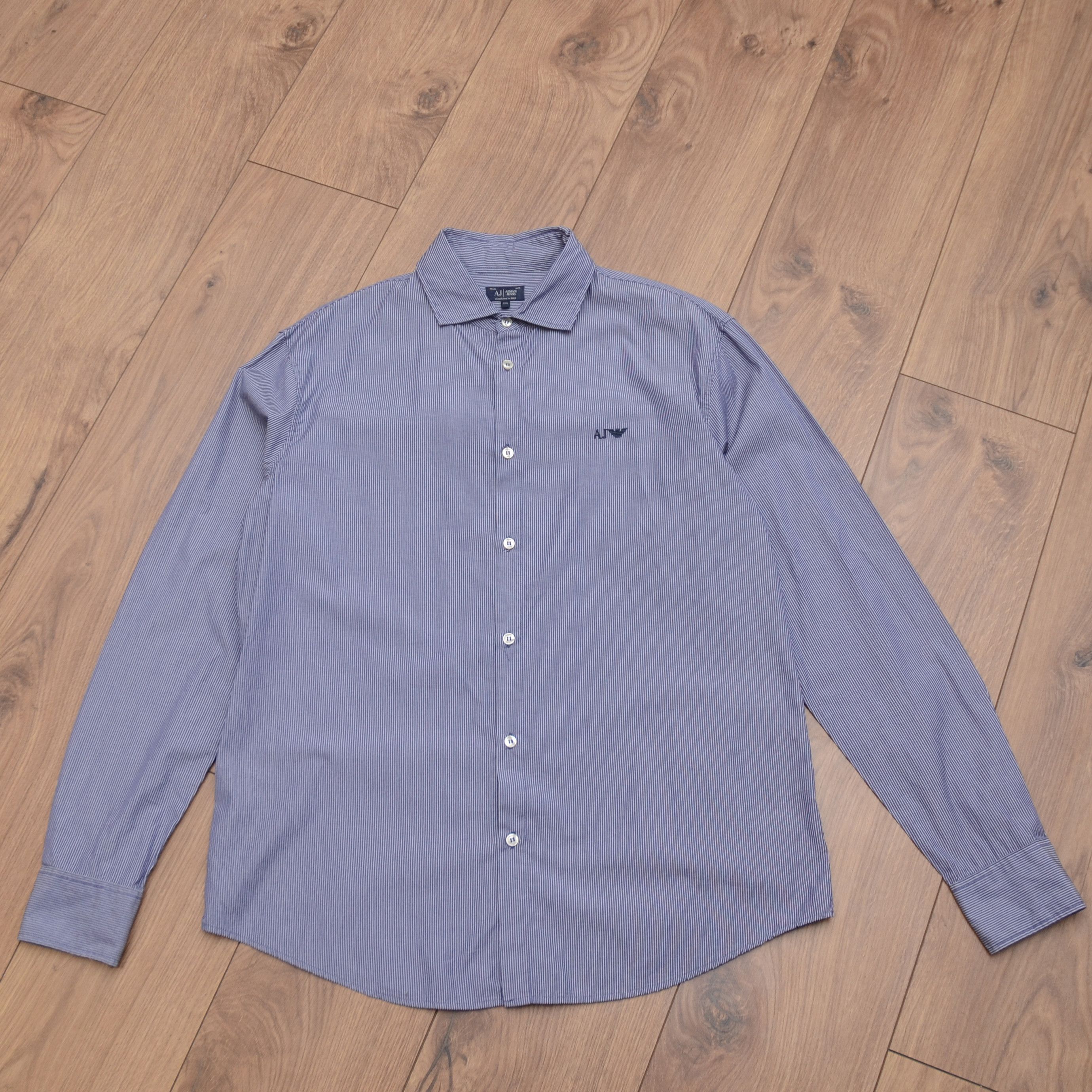 Armani Y2K Armani Jeans Striped Cotton Shirt XL–XXL Logo Casual Size US XL / EU 56 / 4 - 4 Thumbnail