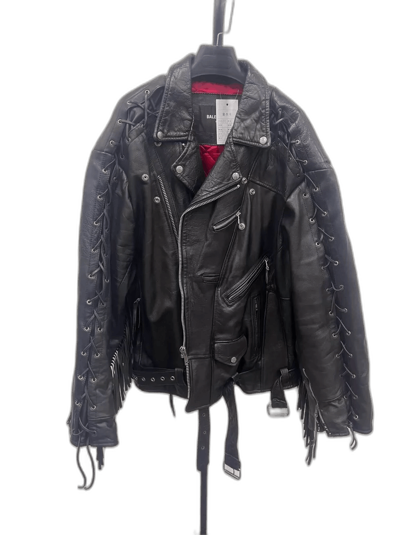 Balenciaga Balenciaga Black Leather Fringe Jacket-2505 Size US L / EU 52-54 / 3 - 1 Thumbnail