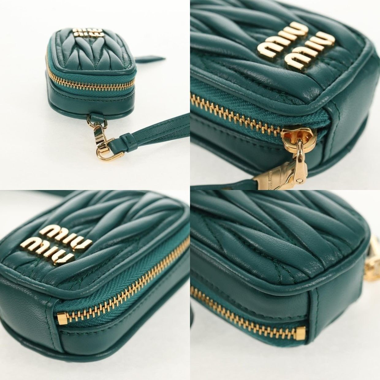 Miu Miu Miu Miu Matelasse Leather Pouch Green Size ONE SIZE - 15 Thumbnail