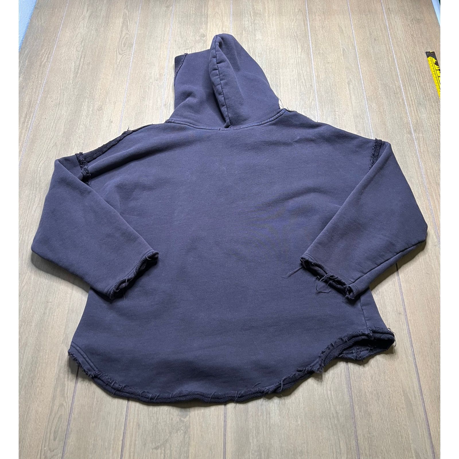 Vintage Natural Life Raw Edge Hoodie Brown S/M Boho Pullover Cotton Size M / US 6-8 / IT 42-44 - 8 Thumbnail