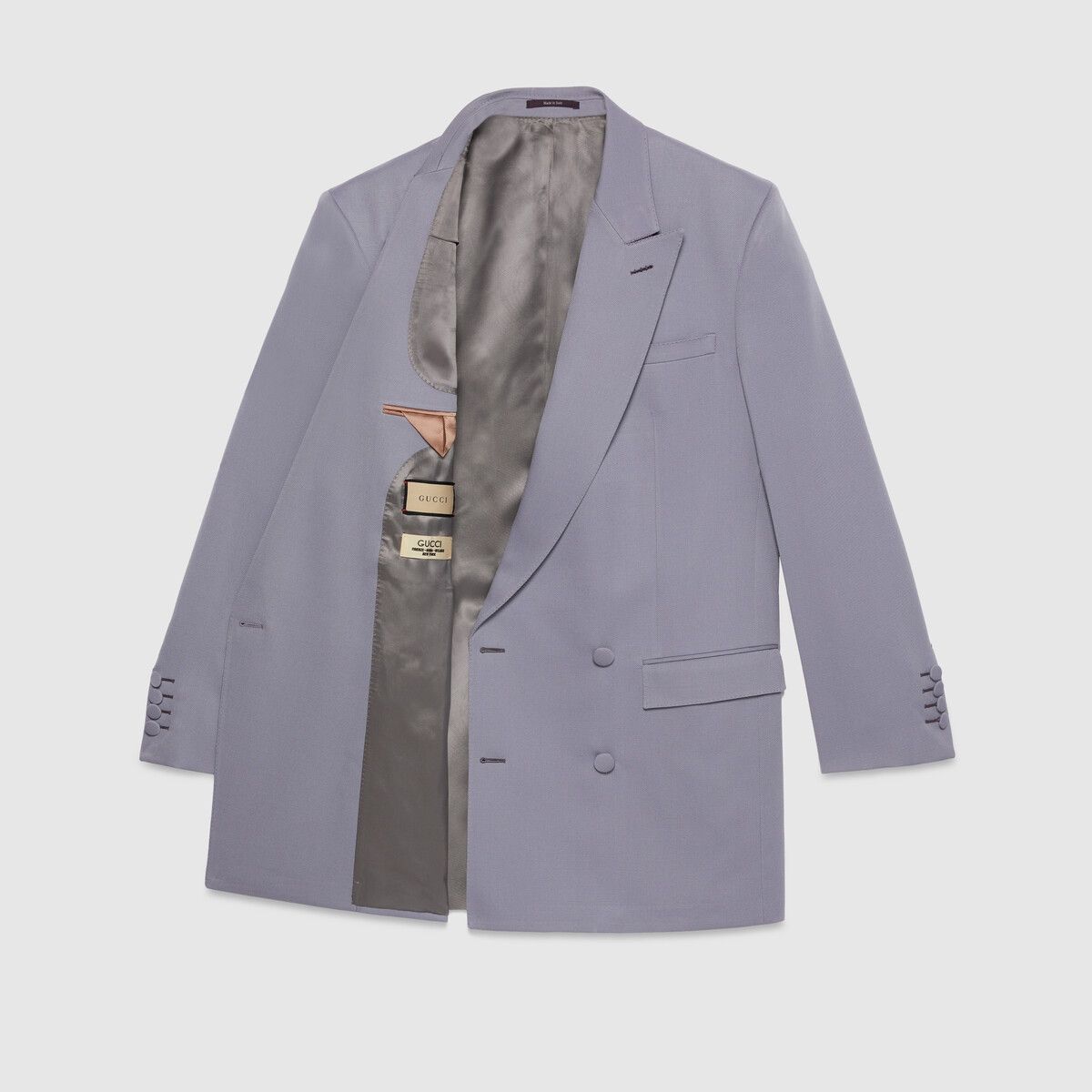 Gucci o1s1wg110125 Double-Breasted Wool Jacket in Slate Grey Size US M / EU 48-50 / 2 - 6 Thumbnail