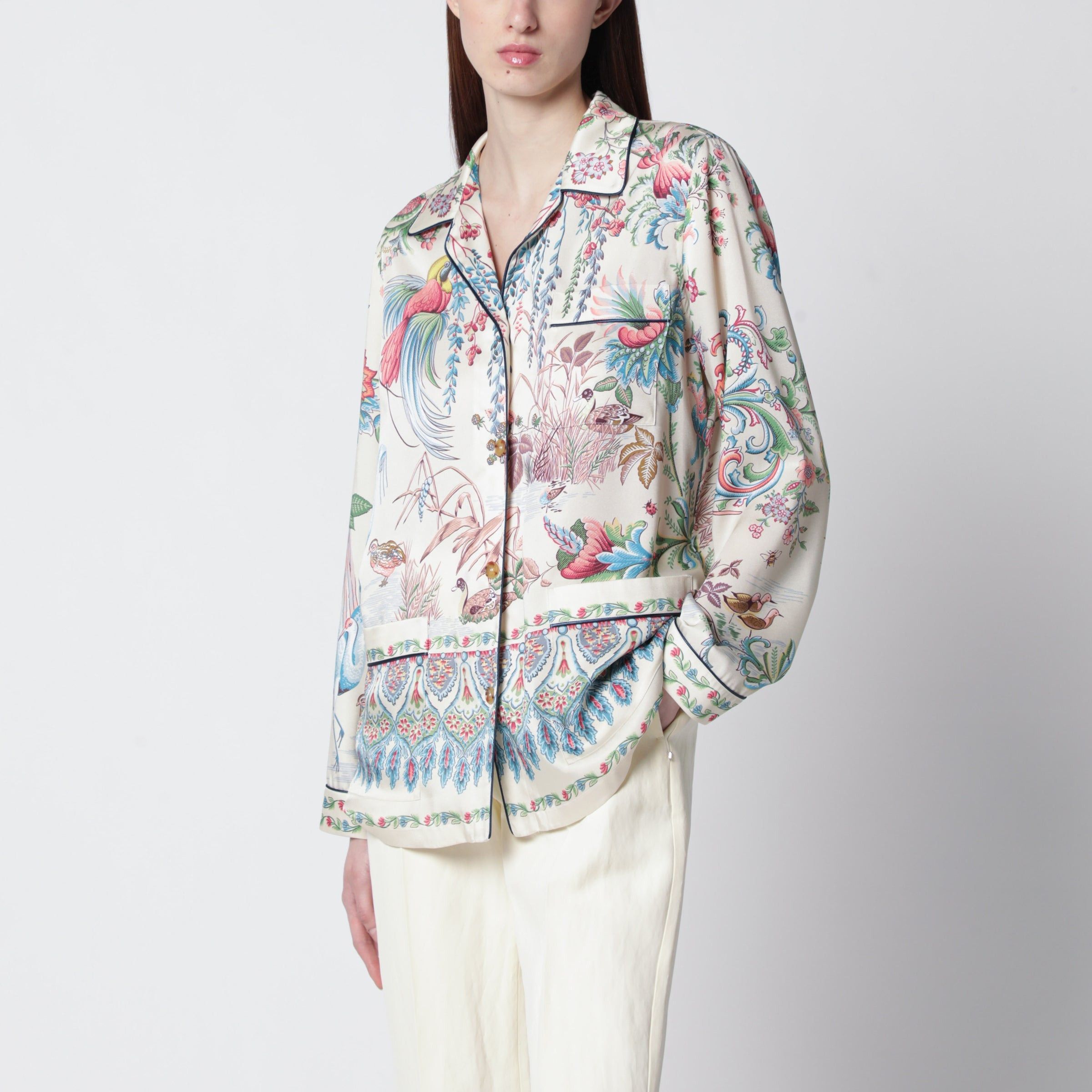 Etro Etro Floral Print Shirt In Fluid Twill Size M / US 6-8 / IT 42-44 - 1 Thumbnail