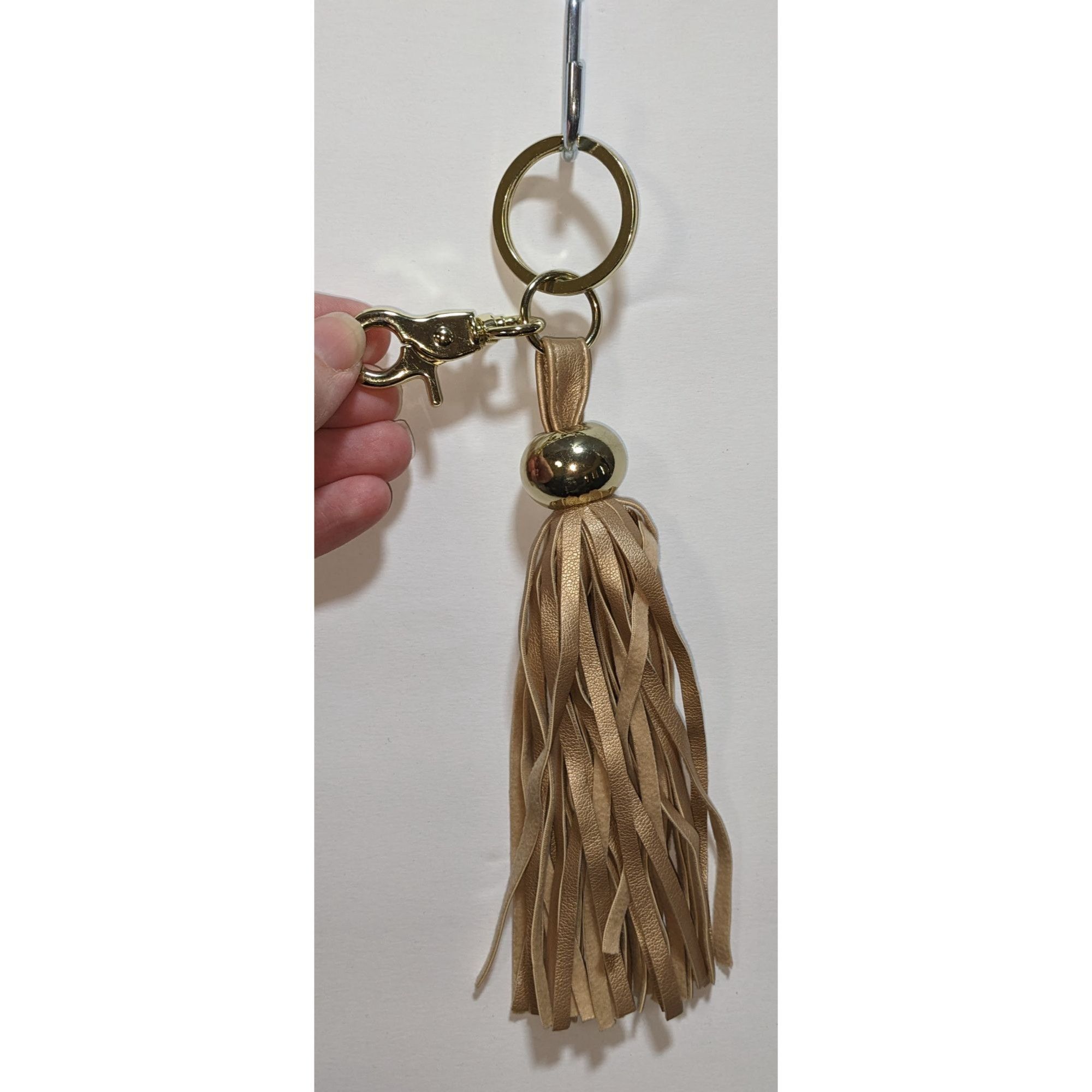 Other Gold & Tan Faux Leather Tassel Keychain With Clip & Ring 8.5 Size ONE SIZE - 2 Thumbnail
