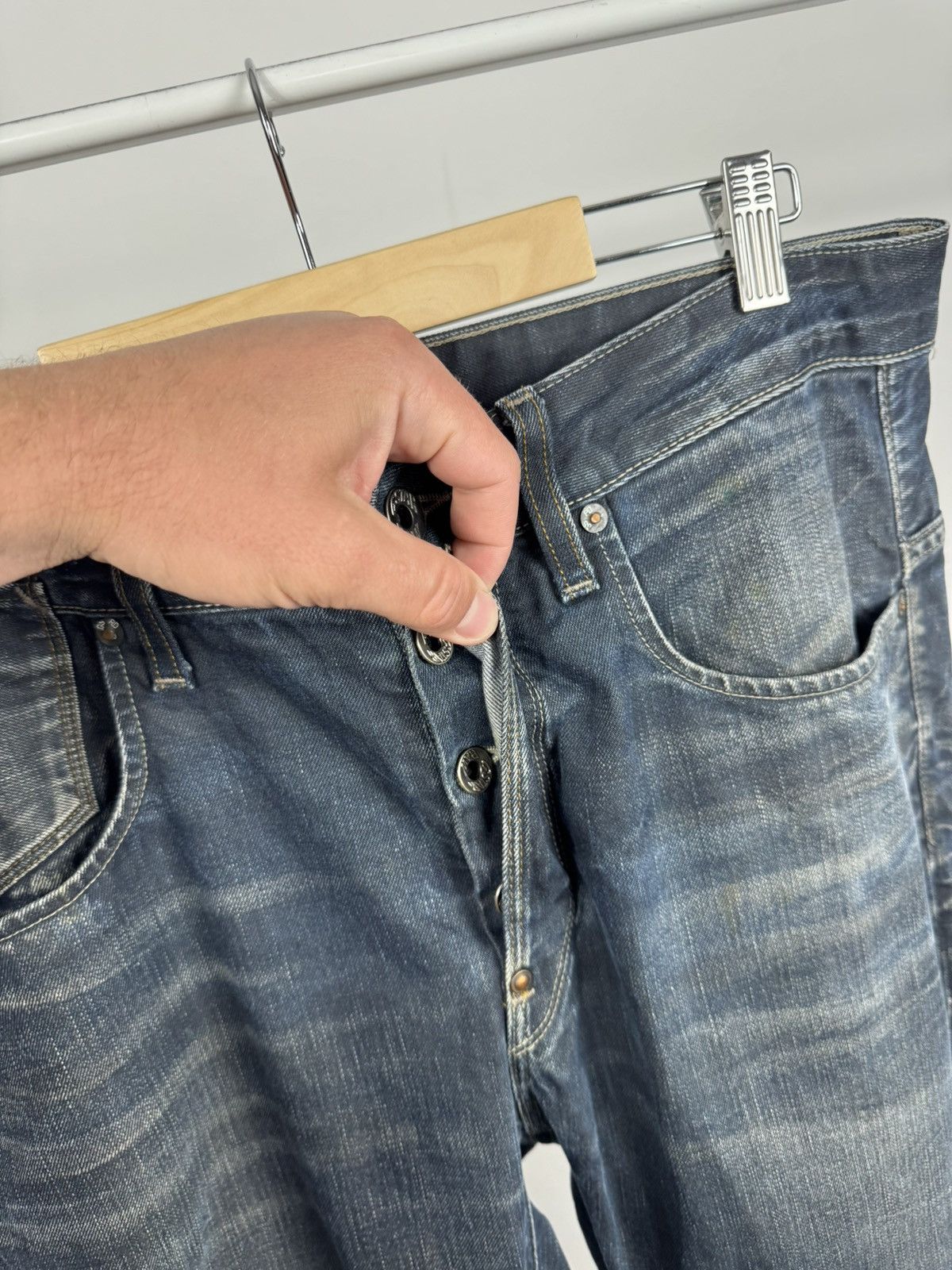 G-Star G-Star RAW 3301 Dark Wash Distressed Denim Jeans Regular Fit Size US 36 / EU 52 - 14 Thumbnail