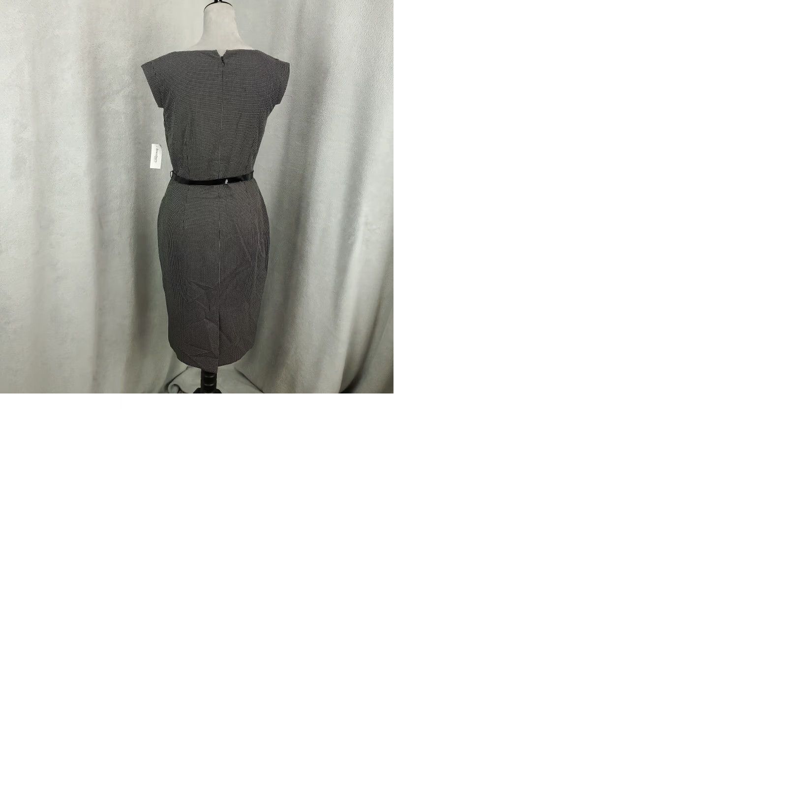 Vintage New Dress Womens Sze 4 Black Micro Polka Dot Belted Lined V Neck NWT Size S / US 4 / IT 40 - 9 Thumbnail