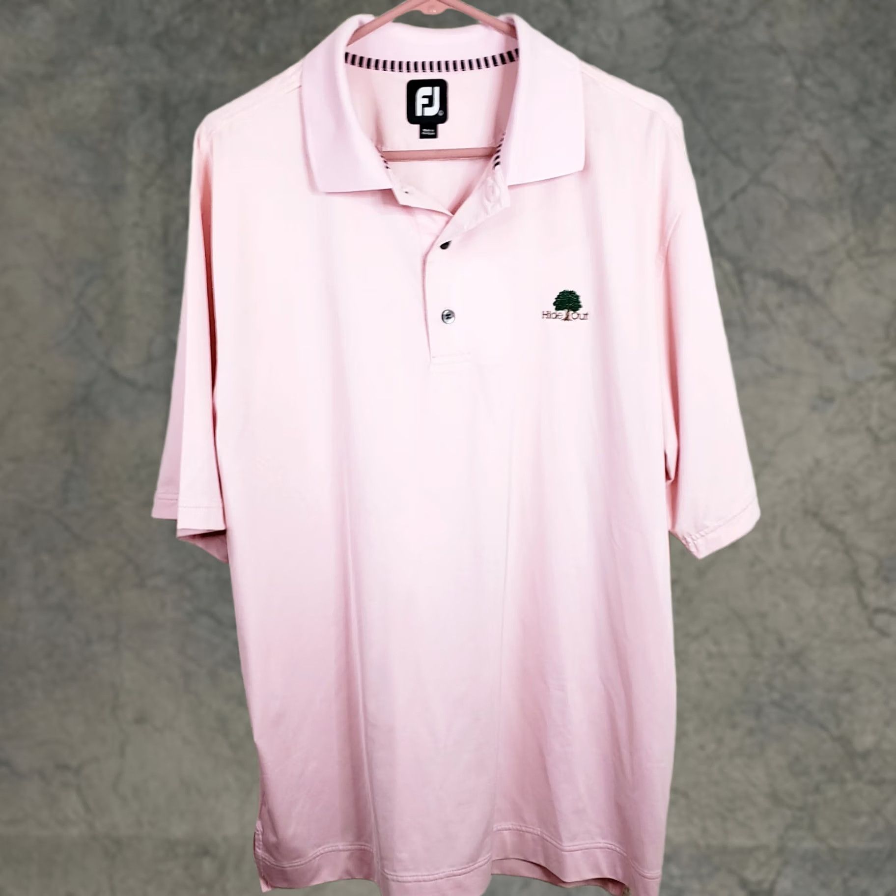 Footjoy FootJoy Polo Shirt Men's L Pink Striped Short Sleeve Breathable Quick Dry Hide Out Logo Golf Shirt Size US L / EU 52-54 / 3 - 1 Thumbnail