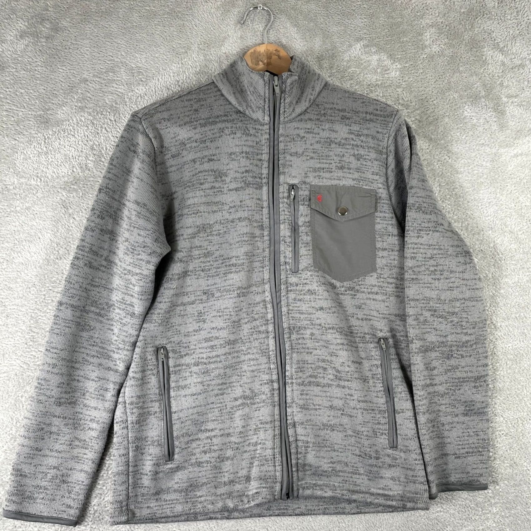 Vintage Criquet Jacket Mens Small Gray Full Zip Mock Neck Chest Pocket Fleece Quilted Stand-Up Collar Zip Snaps Logo Pocket Size US S / EU 44-46 / 1 - 2 Thumbnail