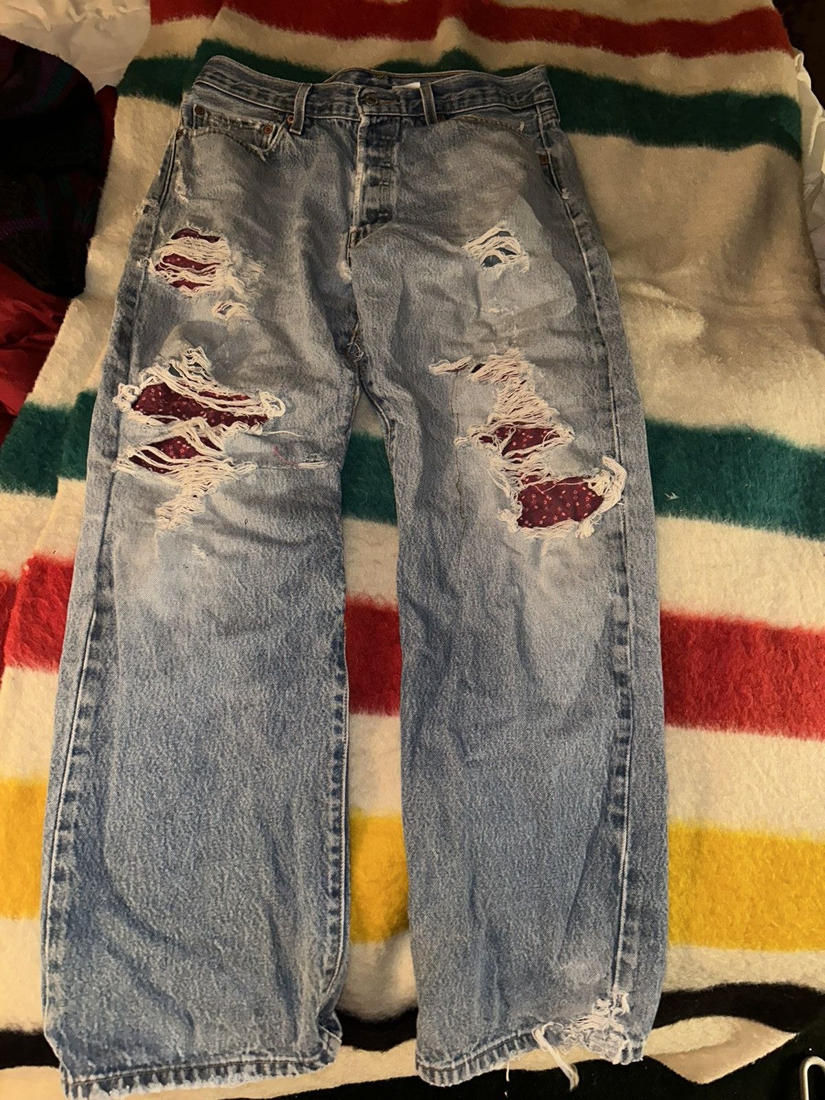 Levi's × Levi's Vintage Clothing vintage levi’s patched rip jeans Size US 34 / EU 50 - 1 Thumbnail