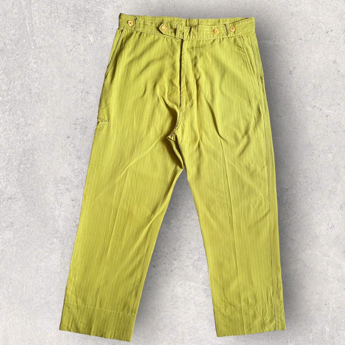 Yohji Yamamoto Vintage SS99 Green Stripes Pants Size US 36 / EU 52 - 2 Thumbnail