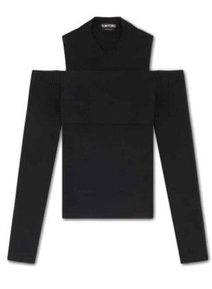 Tom Ford o1loc1c0924 MAK1156 Cold-shoulder Wool Sweater in Black Size M / US 6-8 / IT 42-44 - 1 Thumbnail