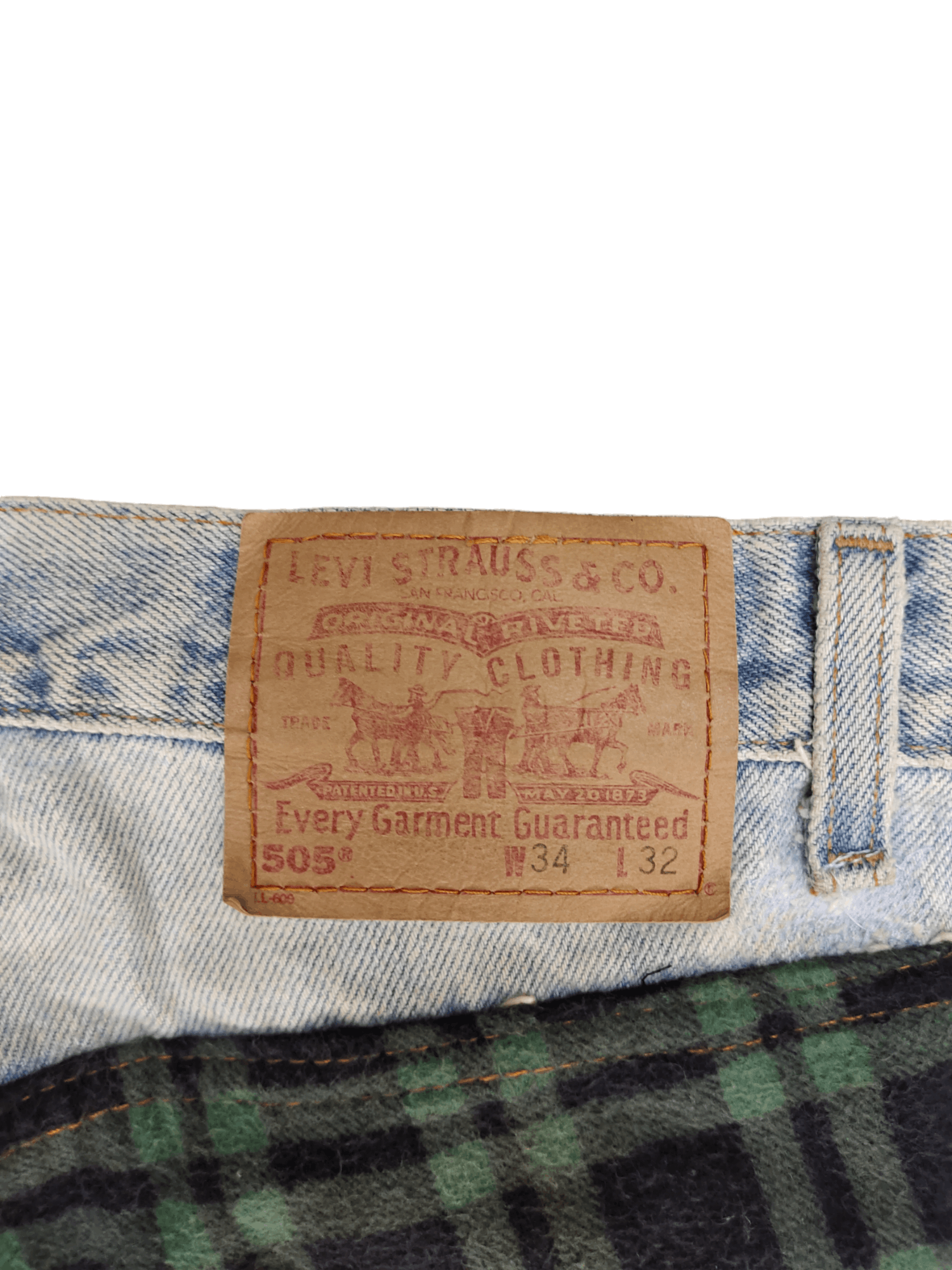 Levi's Vintage Clothing Vintage Levis 505 Distress Faded Checkered Jeans Custom Size US 34 / EU 50 - 15 Thumbnail