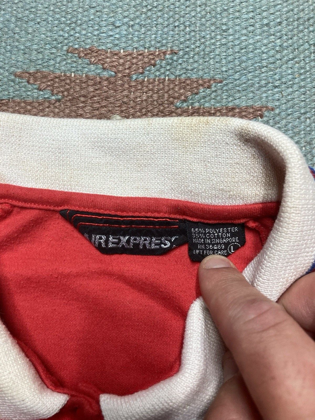 Vintage Vintage 70s polo shirt soft red white boxy cropped large Size US L / EU 52-54 / 3 - 7 Thumbnail