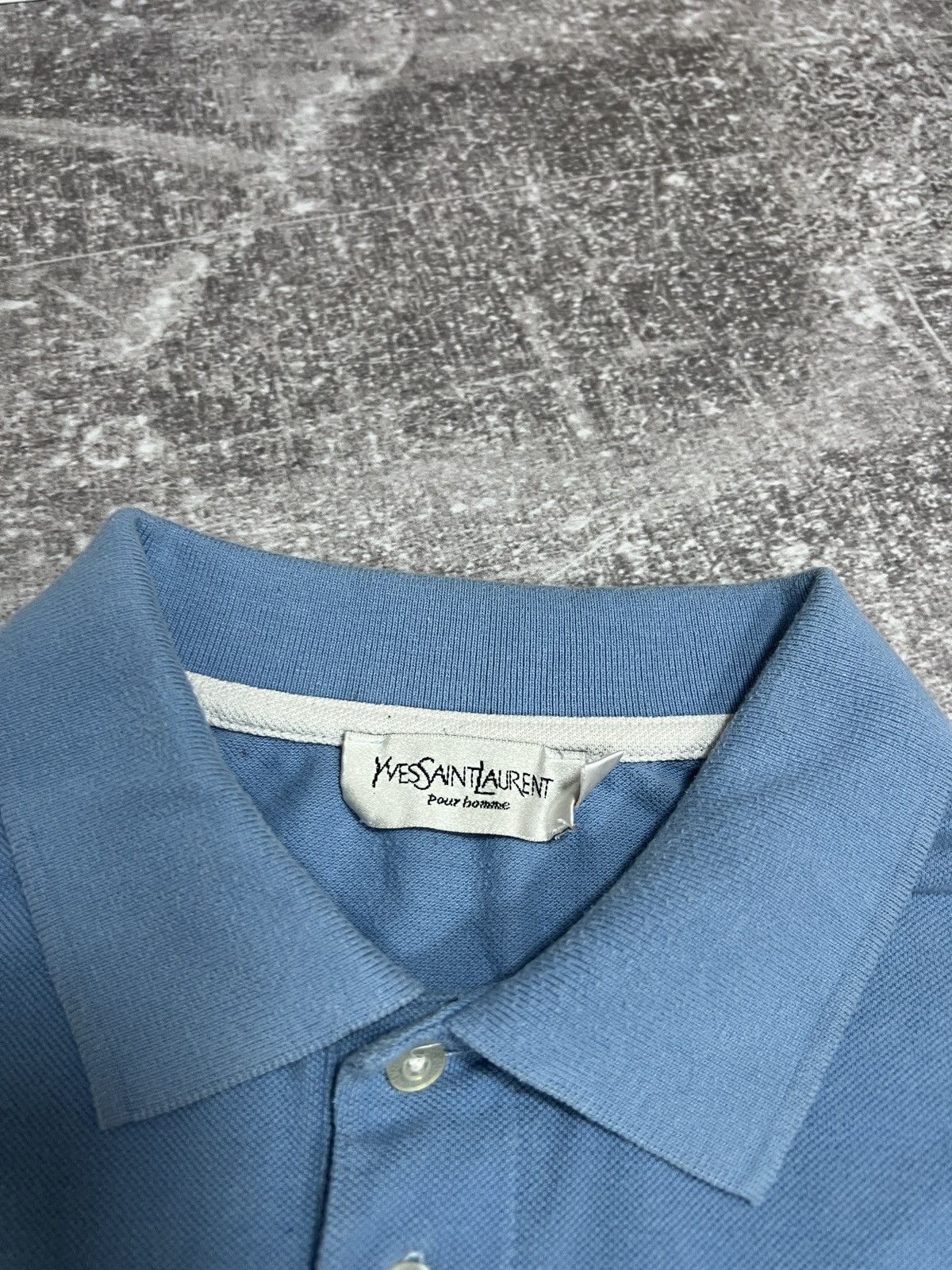 Yves Saint Laurent Vintage Yves Saint Lauren T-Shirt Polo Blue Logo YSL Size US XXL / EU 58 / 5 - 3 Thumbnail