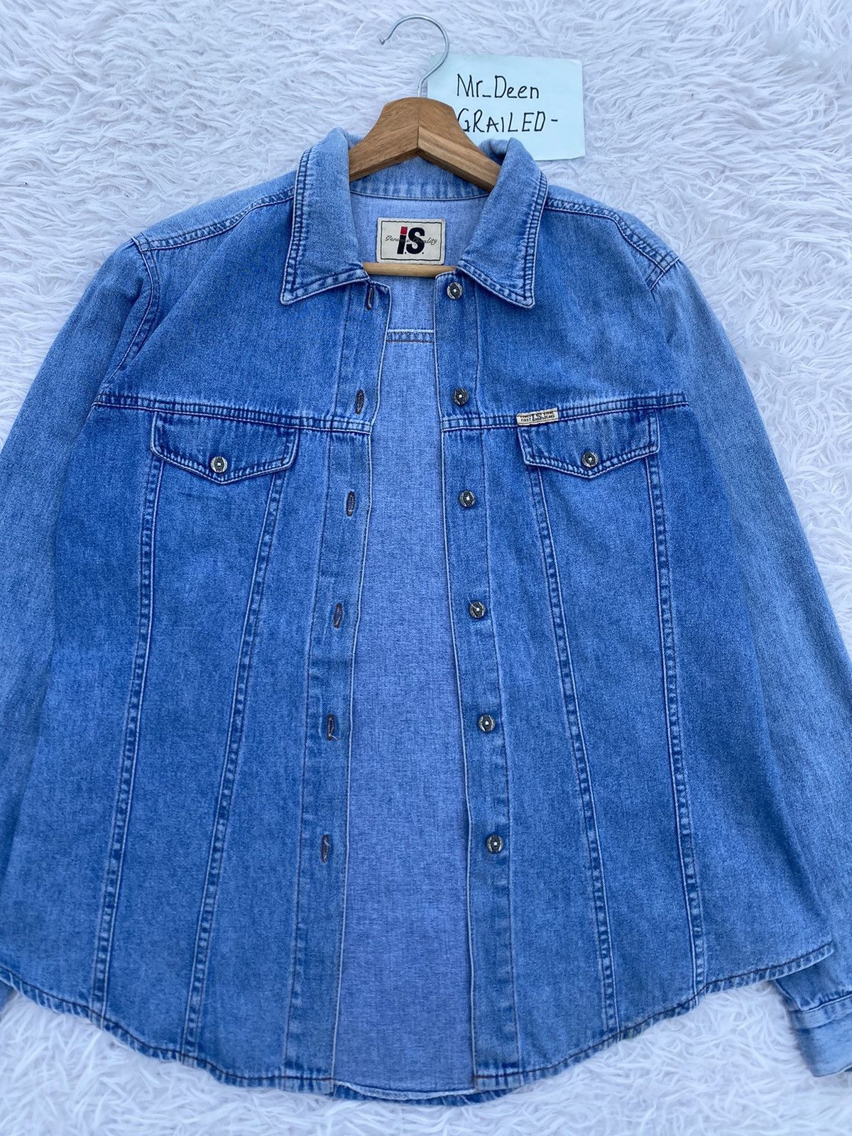 Issey Miyake Rare Vintage 90s Issey Miyake IS Blue Denim Shirt Size US S / EU 44-46 / 1 - 7 Thumbnail