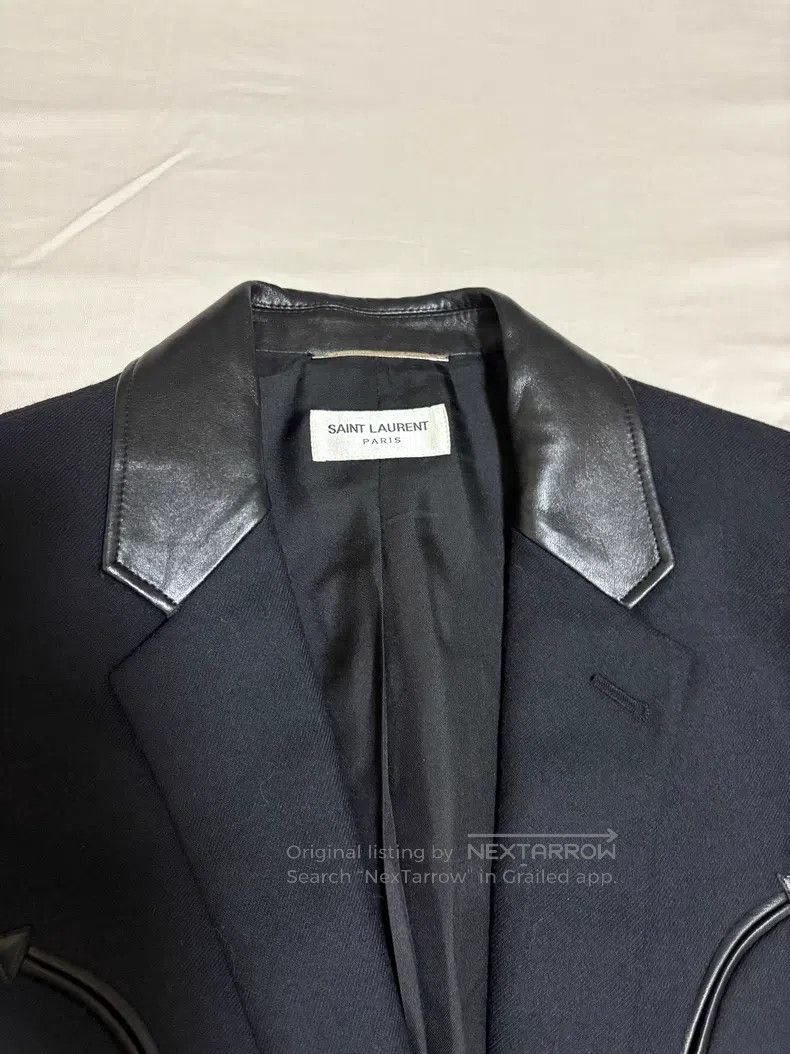 Saint Laurent Paris Saint Laurent Paris Goat Leather Collar Arrow Wool Suit Size US L / EU 52-54 / 3 - 3 Thumbnail