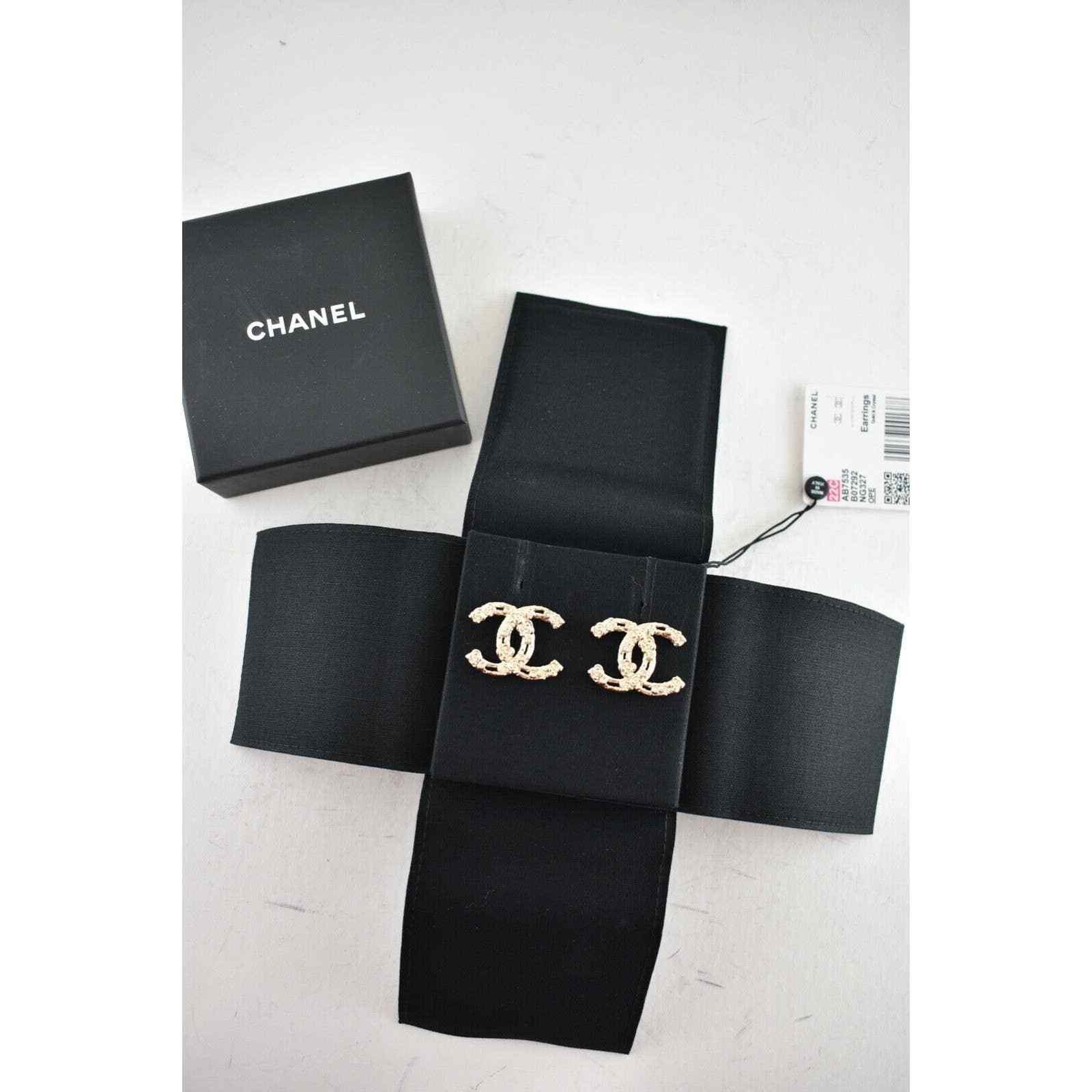Chanel Chanel Gold Crystal Camellia Statement Drop Stud Earrings Size ONE SIZE - 2 Thumbnail