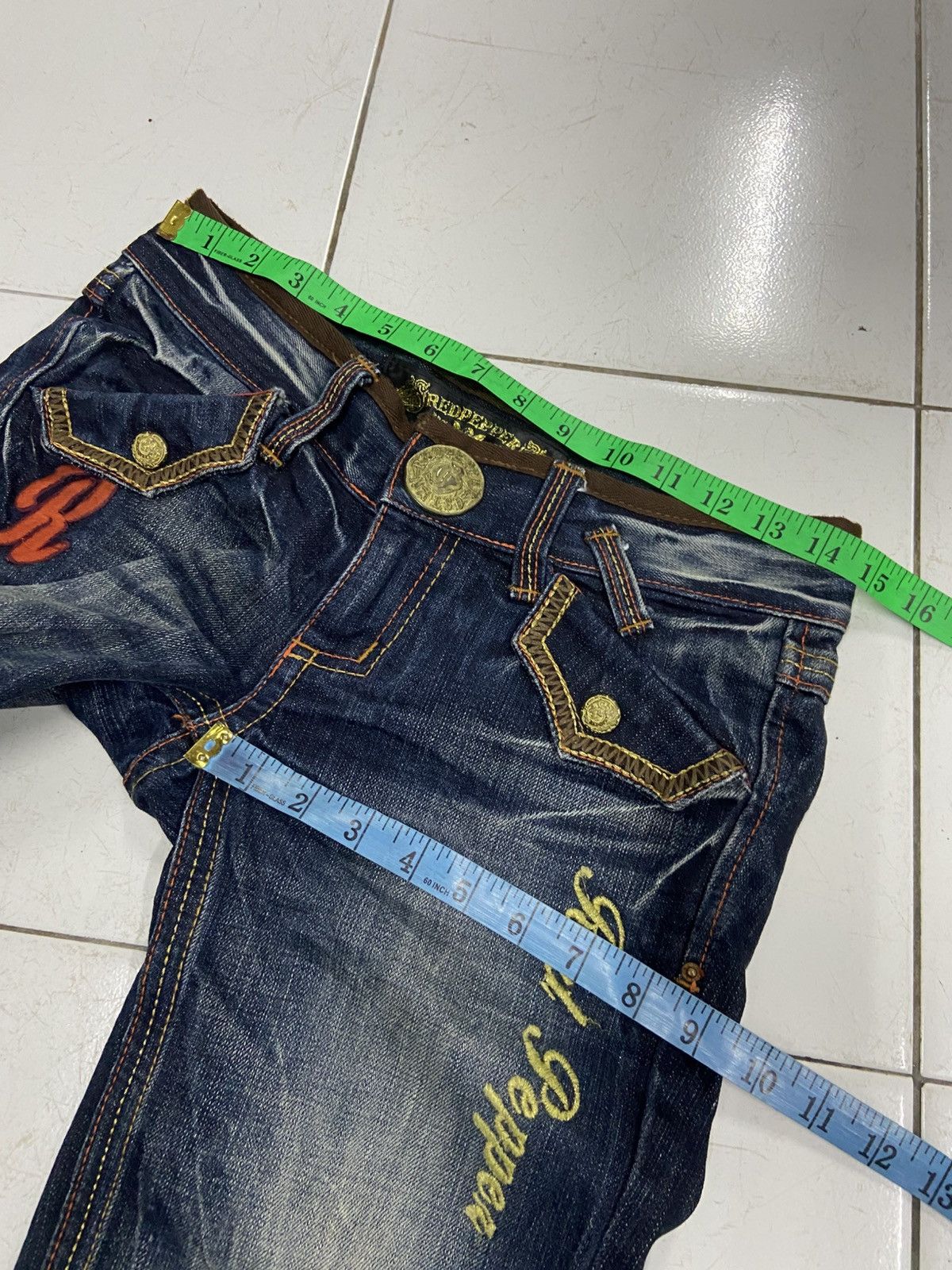 Japanese Brand RED PEPPER LEOPARD STYLE BUCKLE FLARE DENIM JEANS Size US 29 - 15 Thumbnail