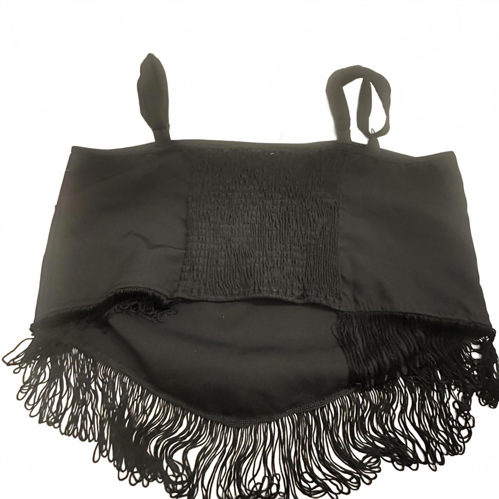 Designer Arula XL New with tags Chic Black Fringe Crop Top Size XL / US 12-14 / IT 48-50 - 2 Thumbnail