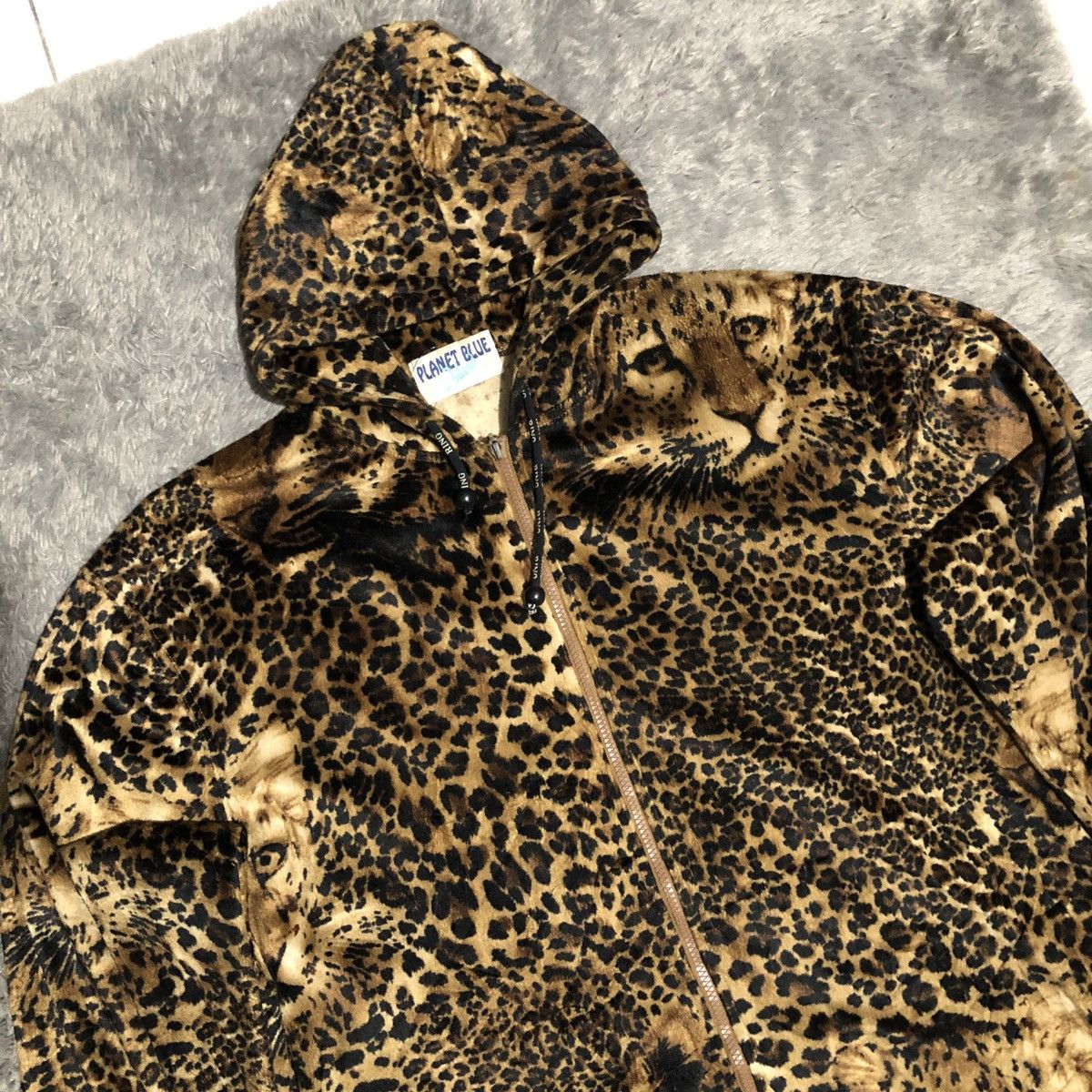 Vintage VTG 90’ PLANET BLUE ISLAND LEOPARD ZIP HOODIE Size US XL / EU 56 / 4 - 2 Thumbnail