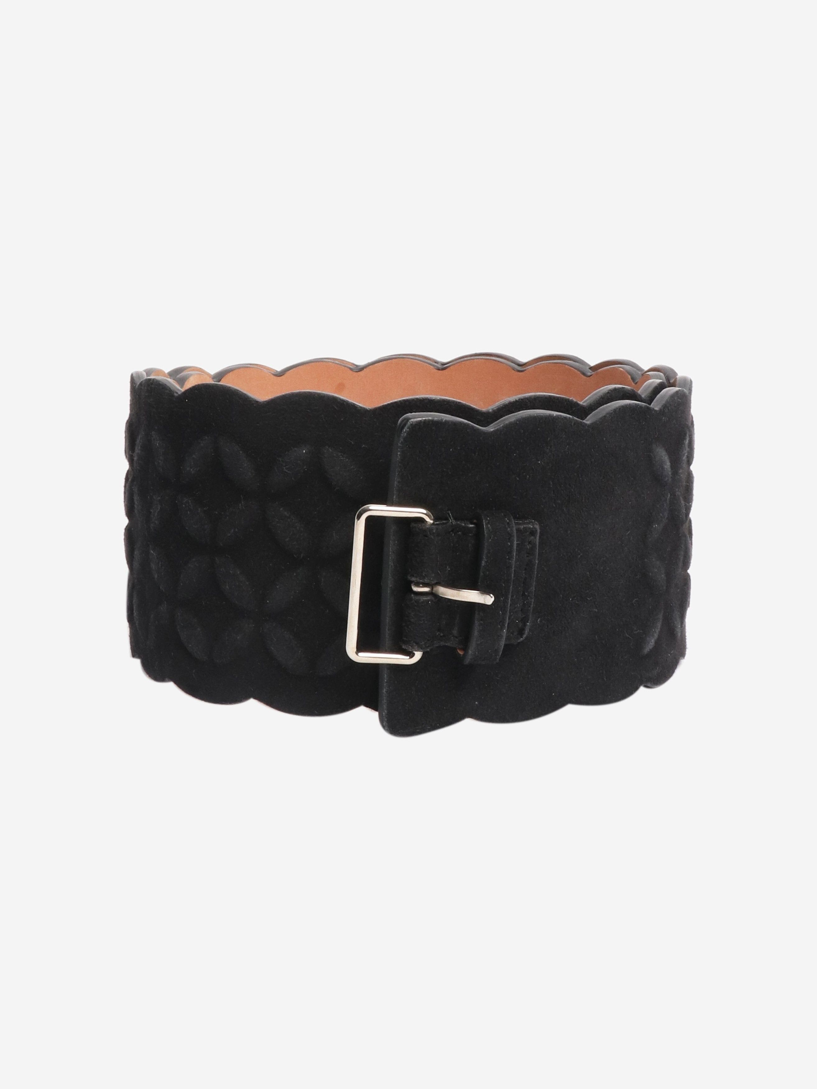 Alaia Black suede textured wide belt Size ONE SIZE - 1 Thumbnail