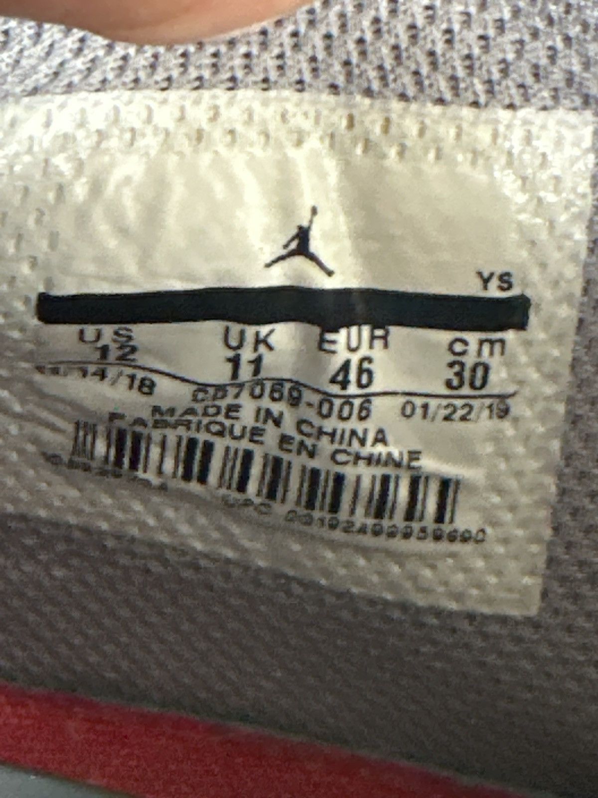 Nike Jordan Legacy 312 Low Bred Cement Grey Gym Red Black Size US 12 / EU 45 - 7 Thumbnail