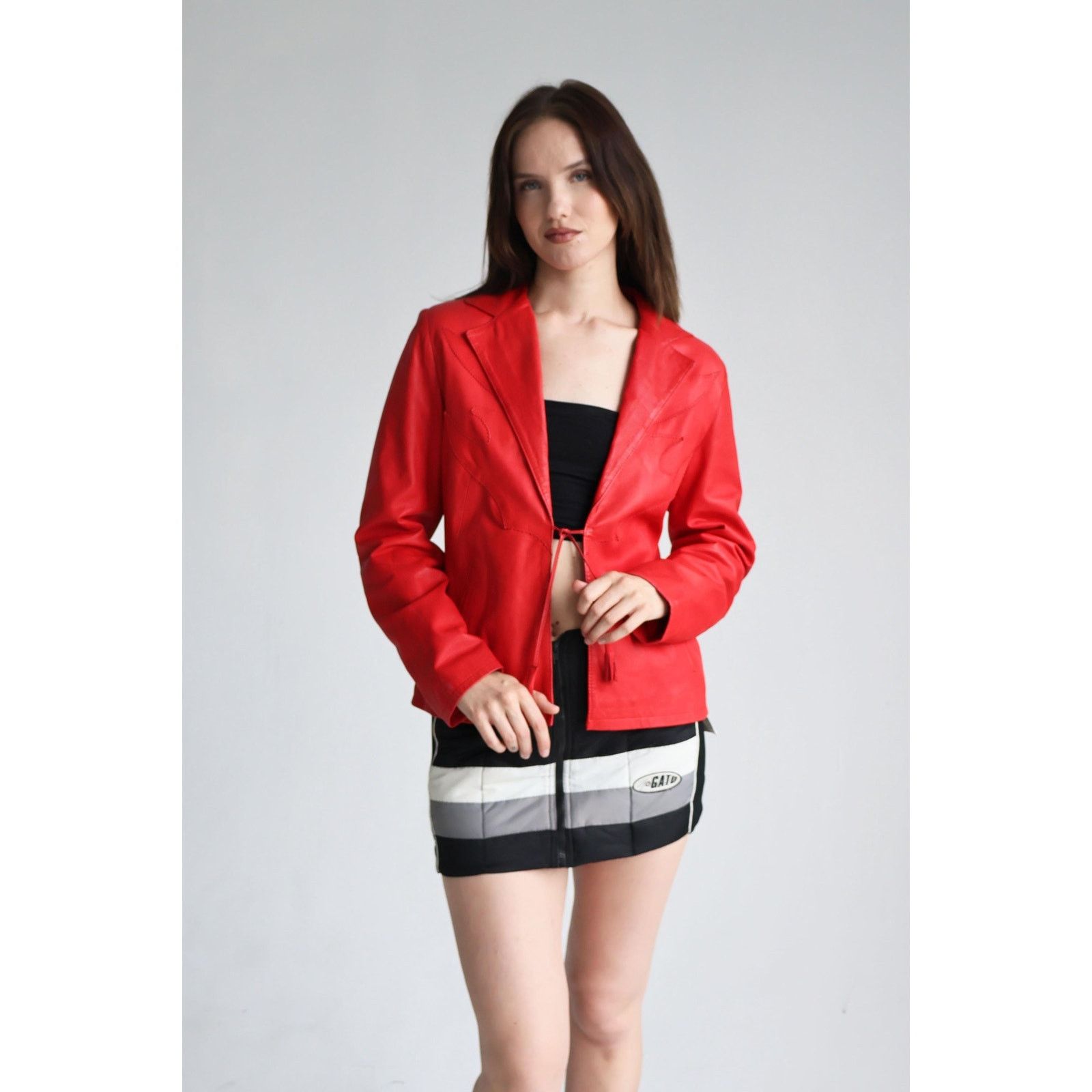Vintage Vintage Italian Made Red Leather Blazer Size M / US 6-8 / IT 42-44 - 2 Thumbnail