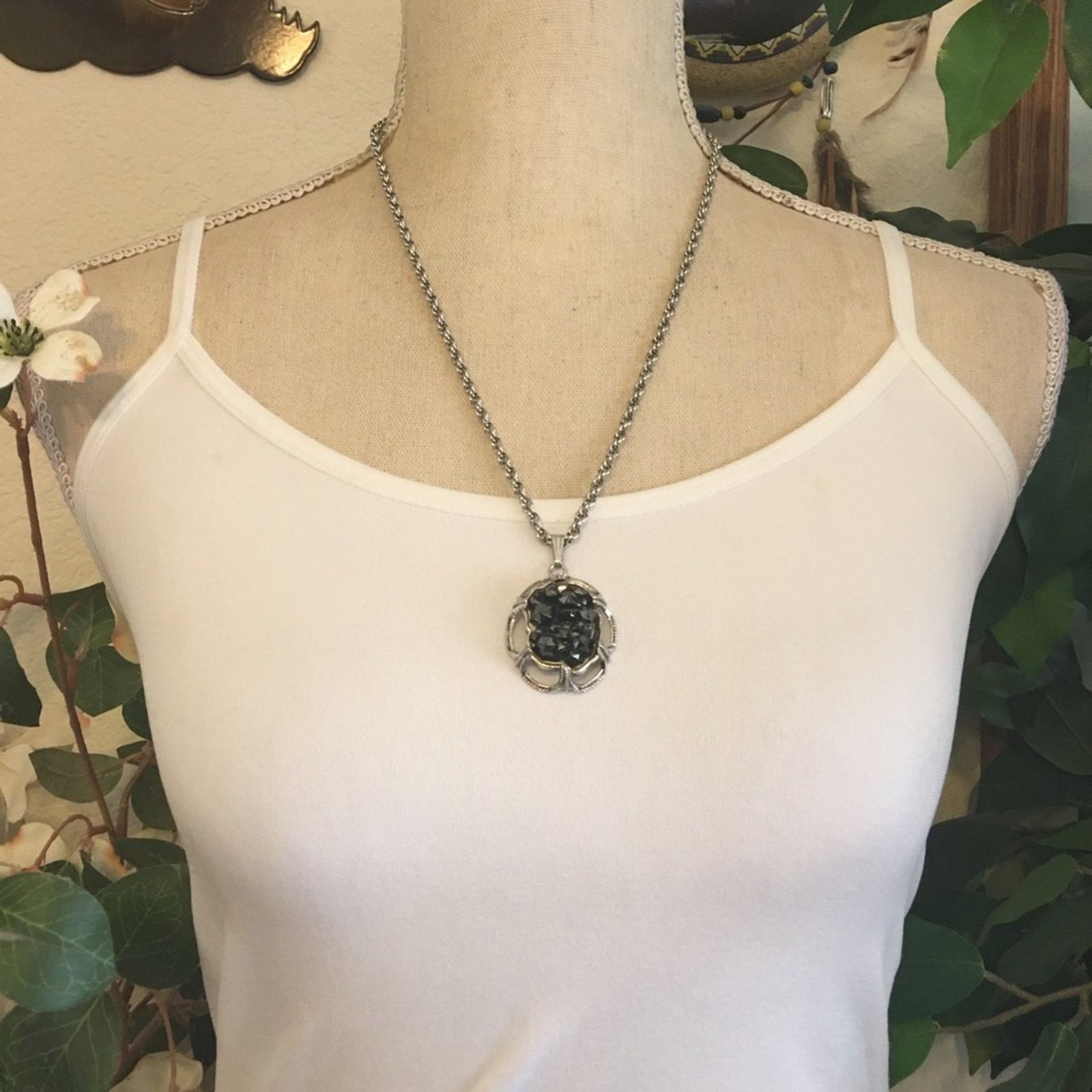 Vintage Vintage Whiting & Davis crystal pendant with chain Size ONE SIZE - 4 Thumbnail