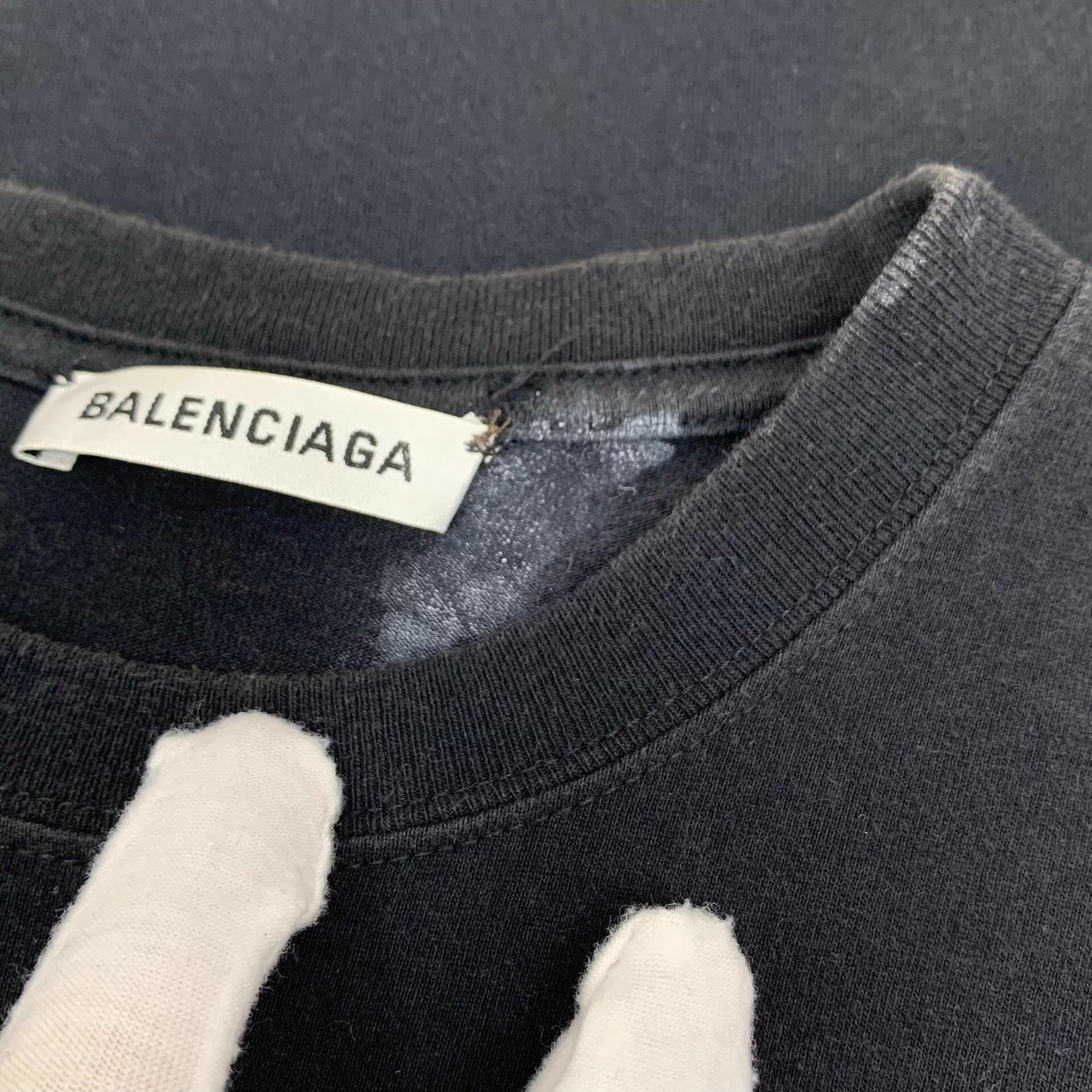 Balenciaga Balenciaga Black Logo Embroidered Cotton T-Shirt M Size US M / EU 48-50 / 2 - 9 Thumbnail